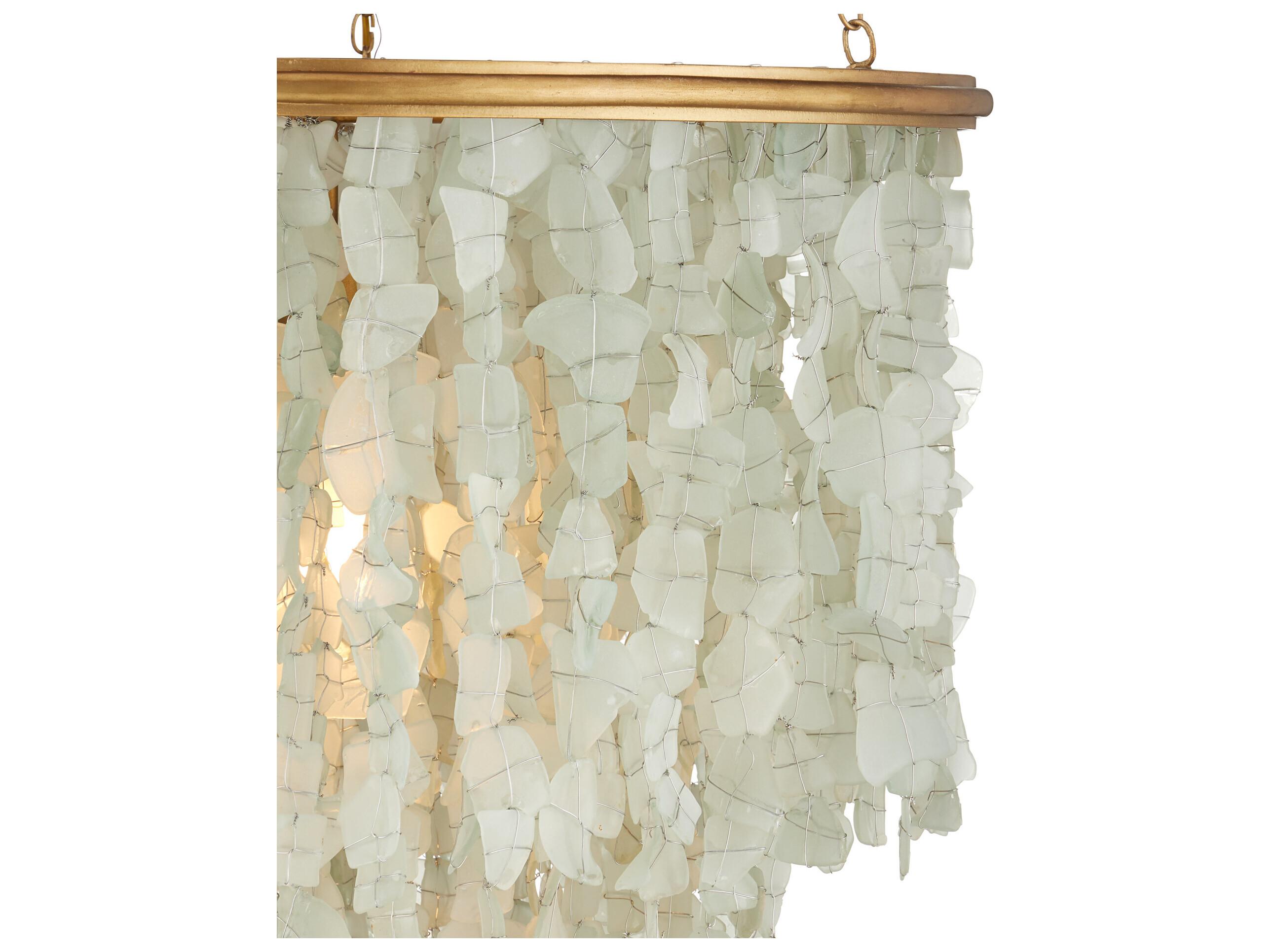 Currey & Company Verre De Mer 1-Light Seaglass Contemporary Gold Pendant