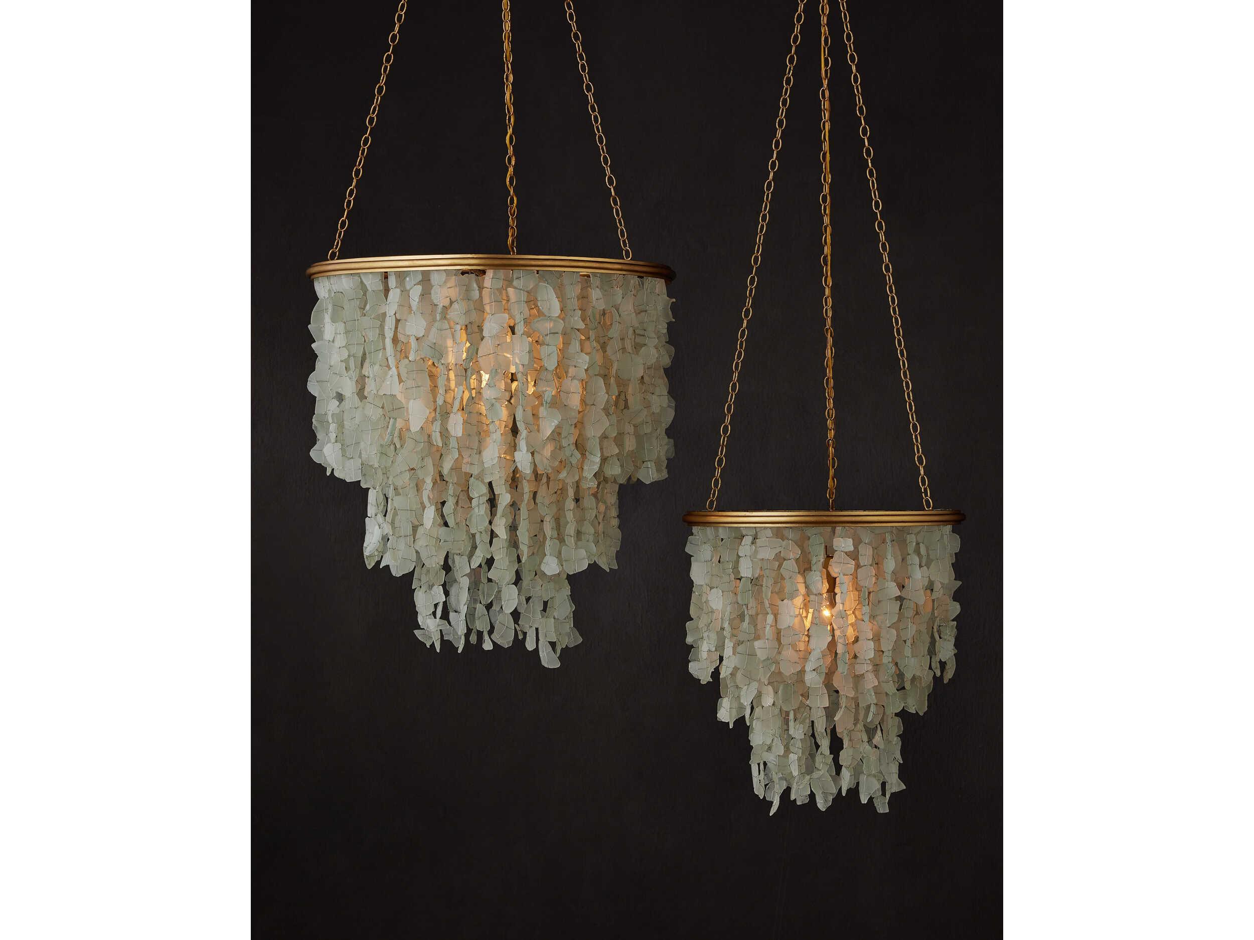 Currey & Company Verre De Mer 1-Light Seaglass Contemporary Gold Pendant