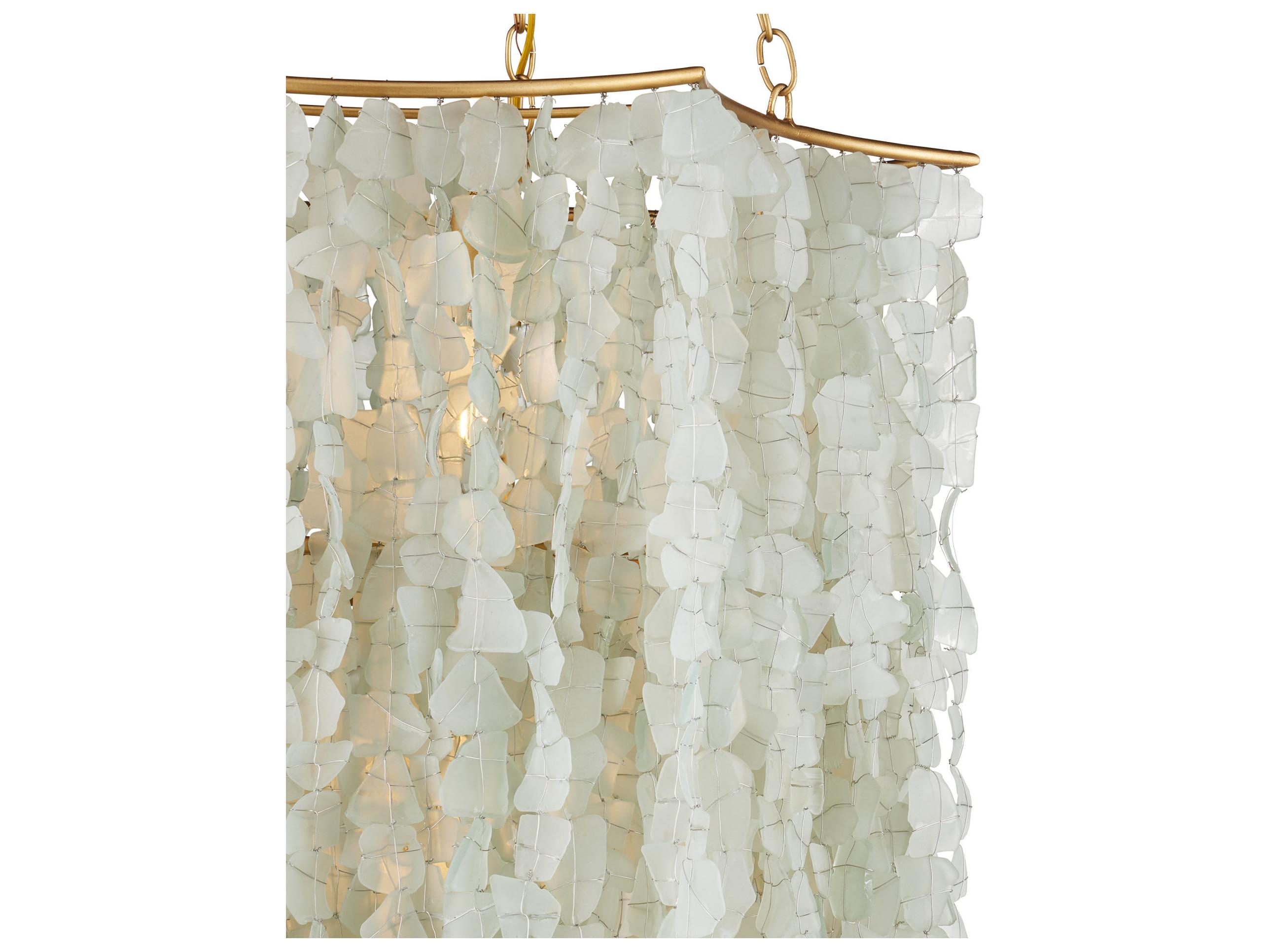 Currey & Company Verre De Mer 6-Light Seaglass Contemporary Gold Pendant