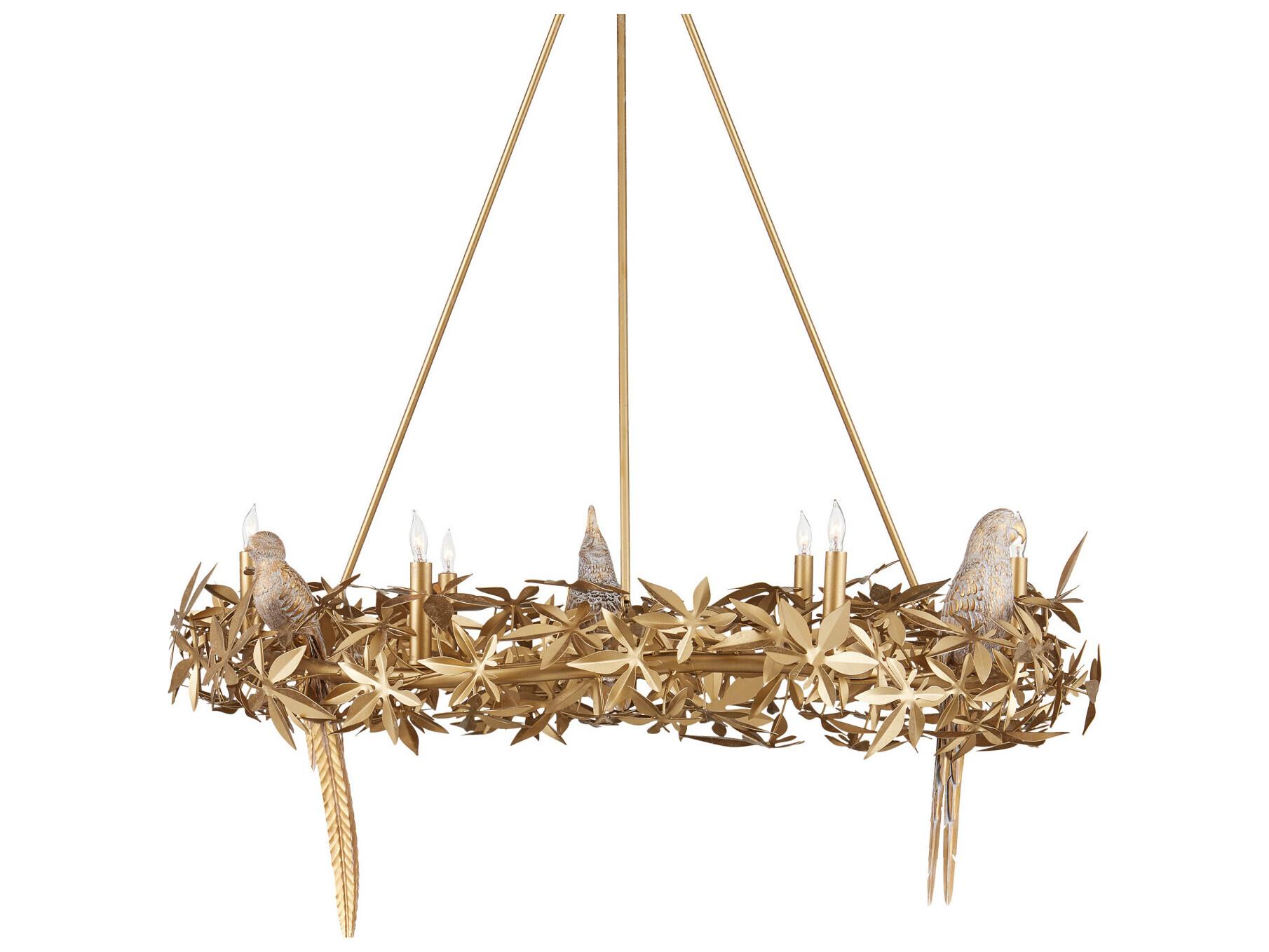 Currey & Company Aviary 6-Light Swedish Gold Chandelier
