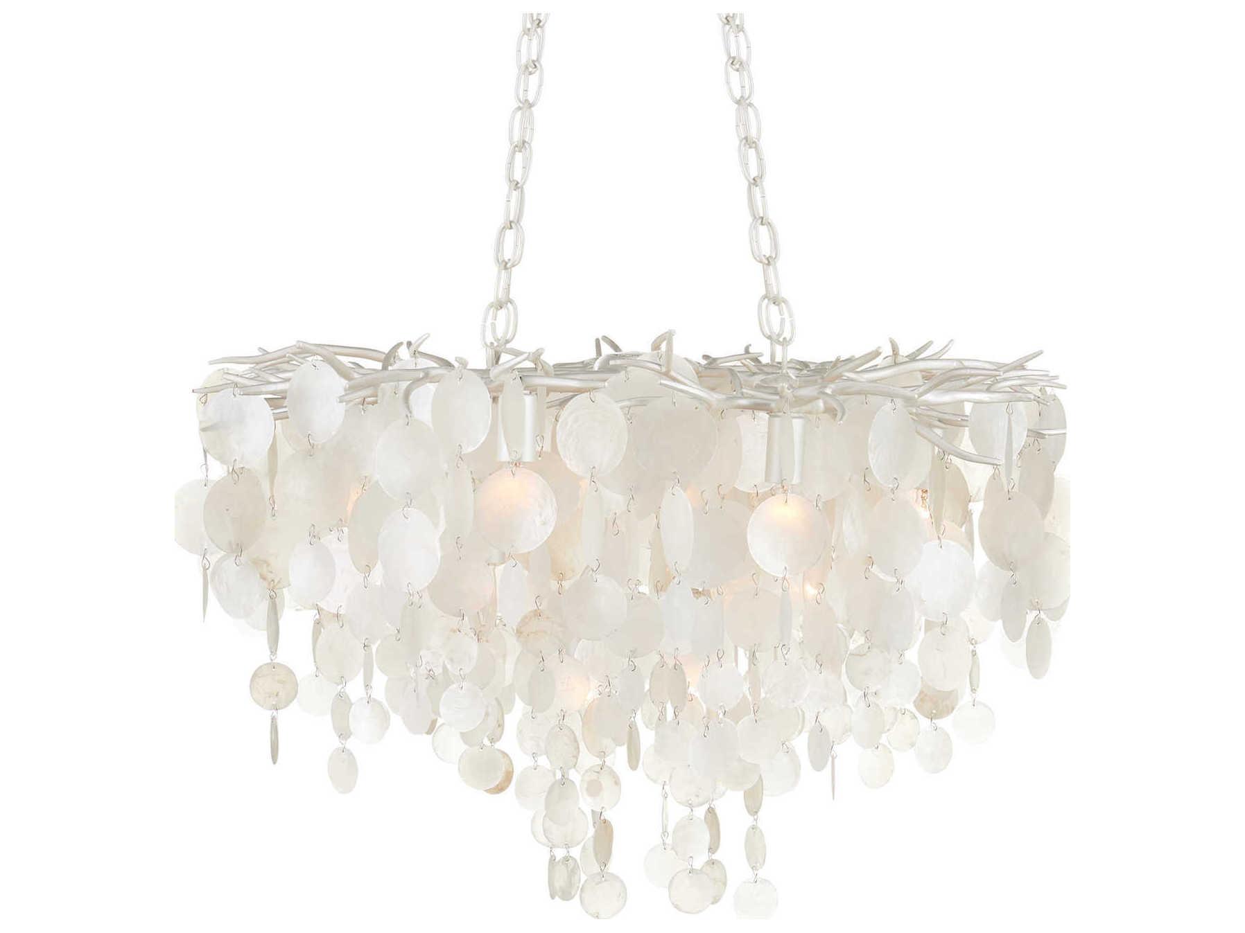 Currey & Company Lusso 16-Light Natural Pearlized White Pendant