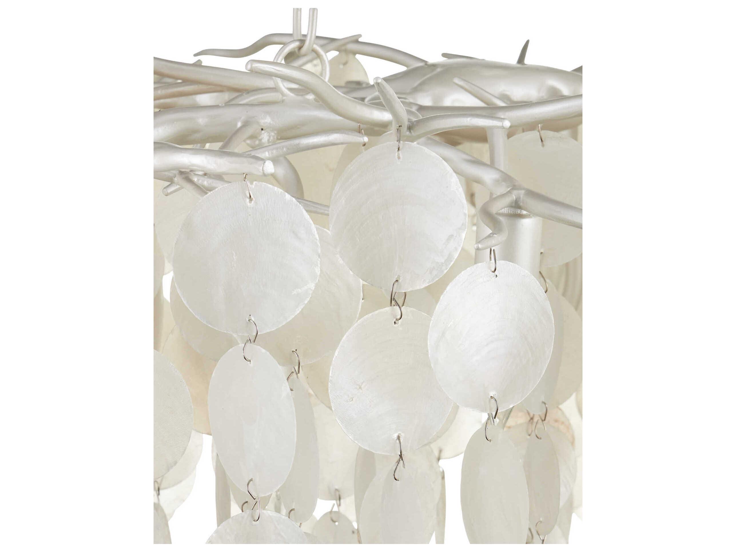 Currey & Company Lusso 16-Light Natural Pearlized White Pendant