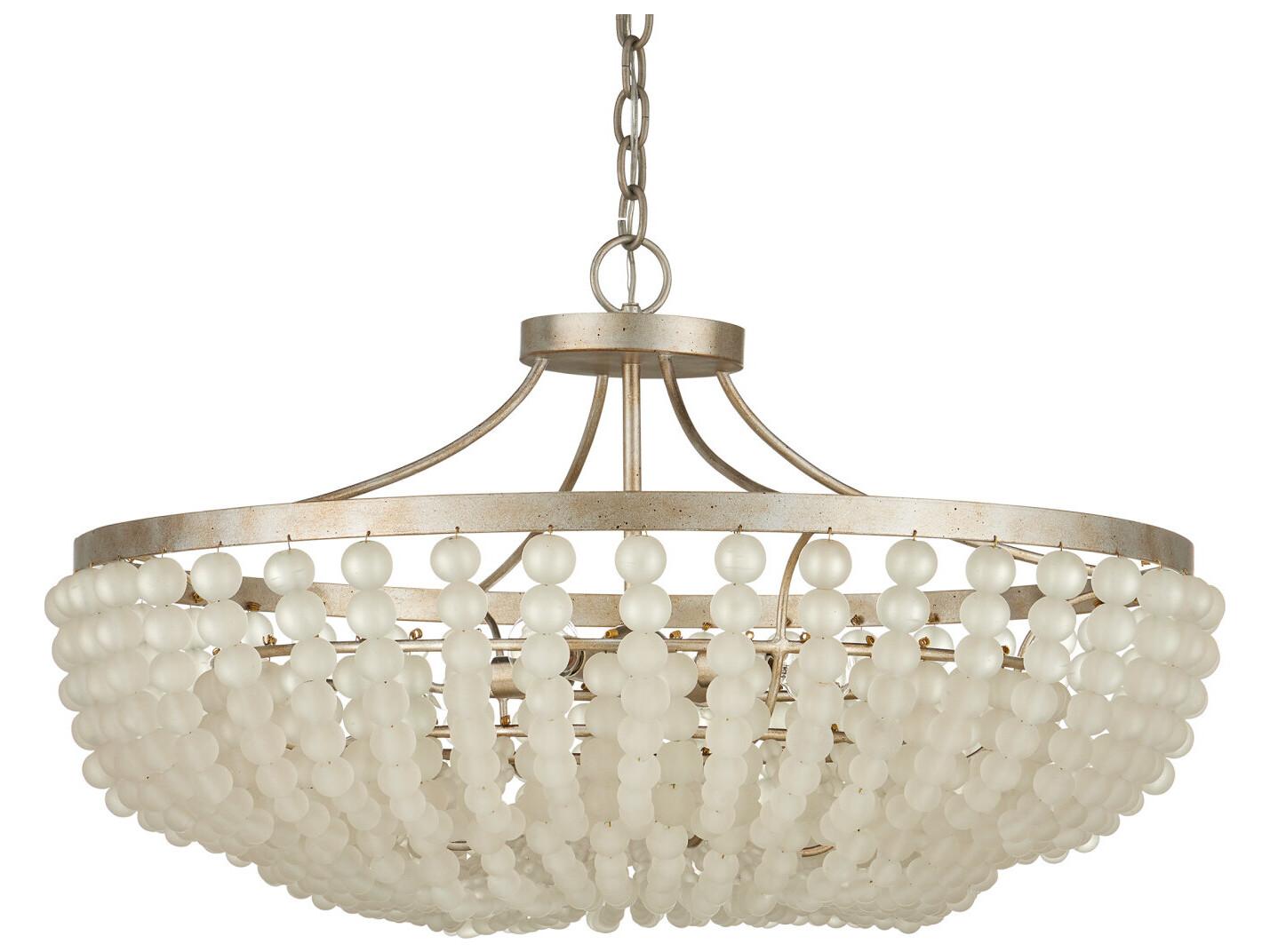 Currey & Company Chanteuse 4-Light Frosted Silver Granello Pendant