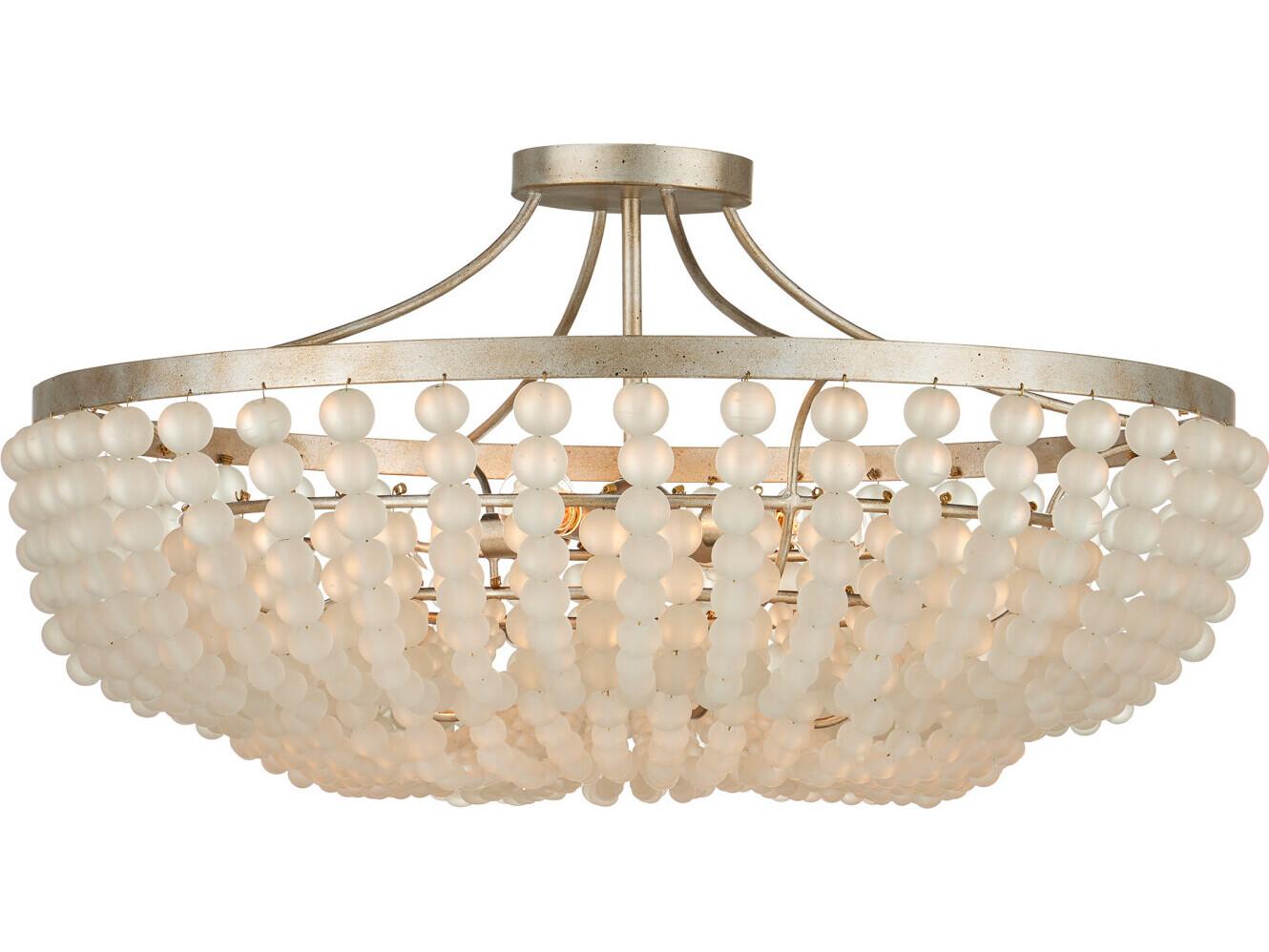 Currey & Company Chanteuse 4-Light Frosted Silver Granello Pendant