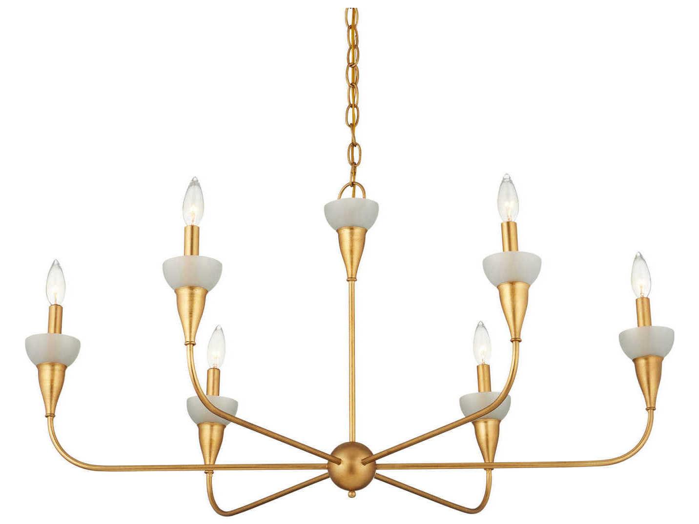 Currey & Company Aurelia 6-Light Contemporary Gold Leaf Chandelier