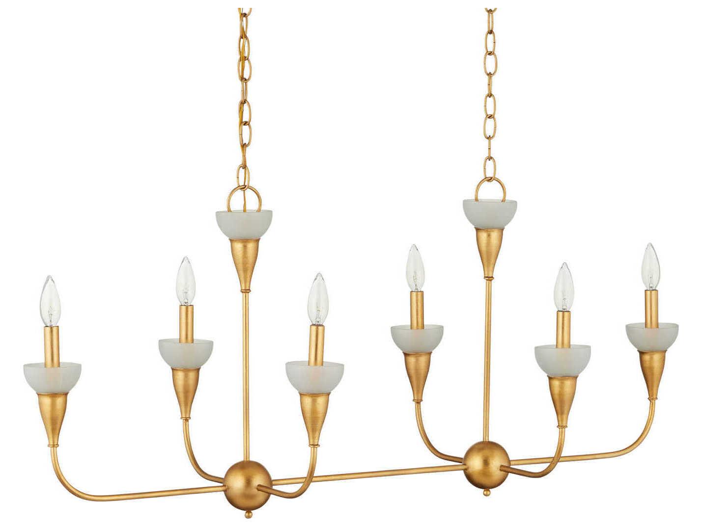 Currey & Company Aurelia Frost 6-Light Contemporary Gold Leaf Island Pendant