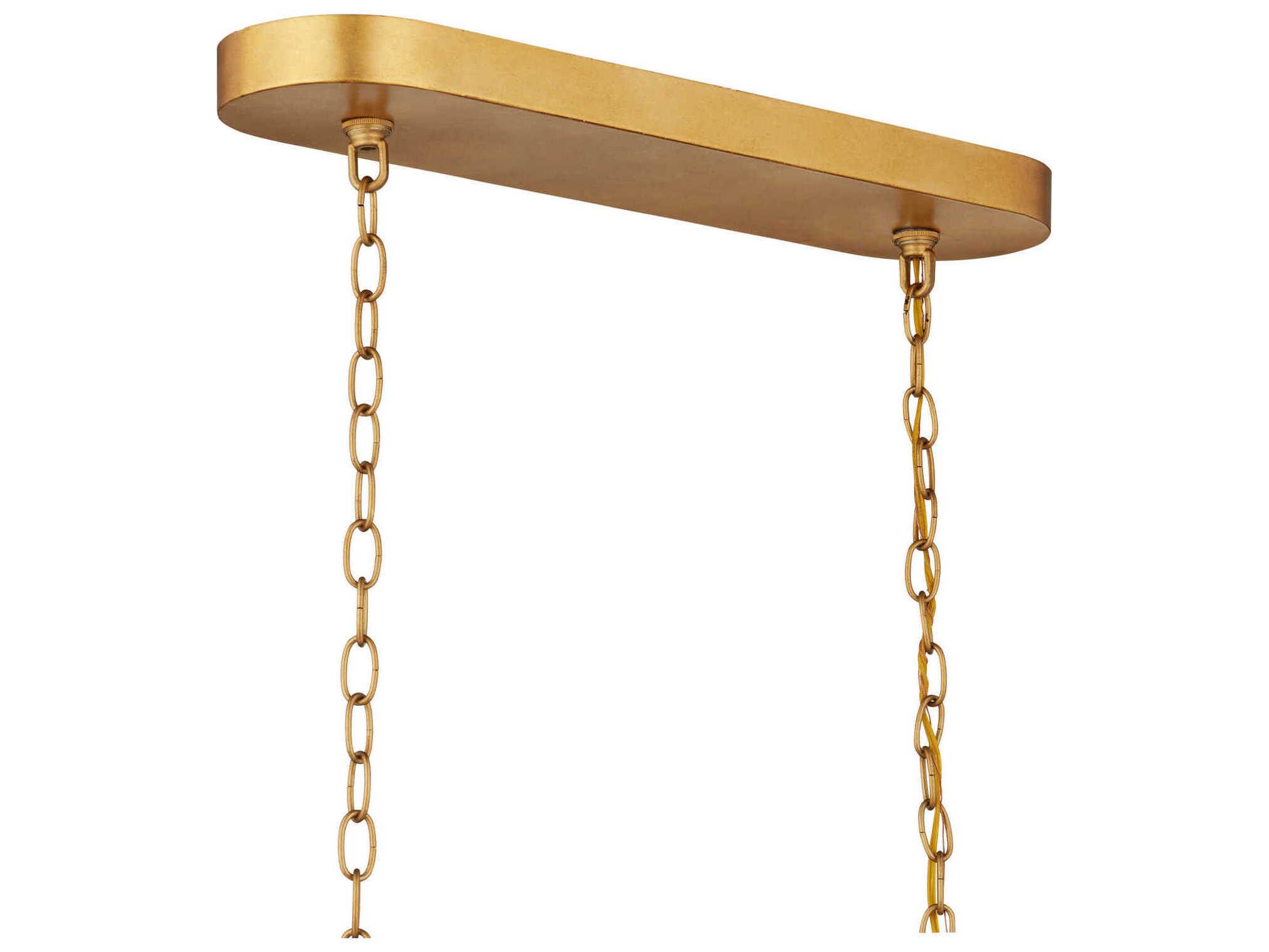 Currey & Company Aurelia Frost 6-Light Contemporary Gold Leaf Island Pendant