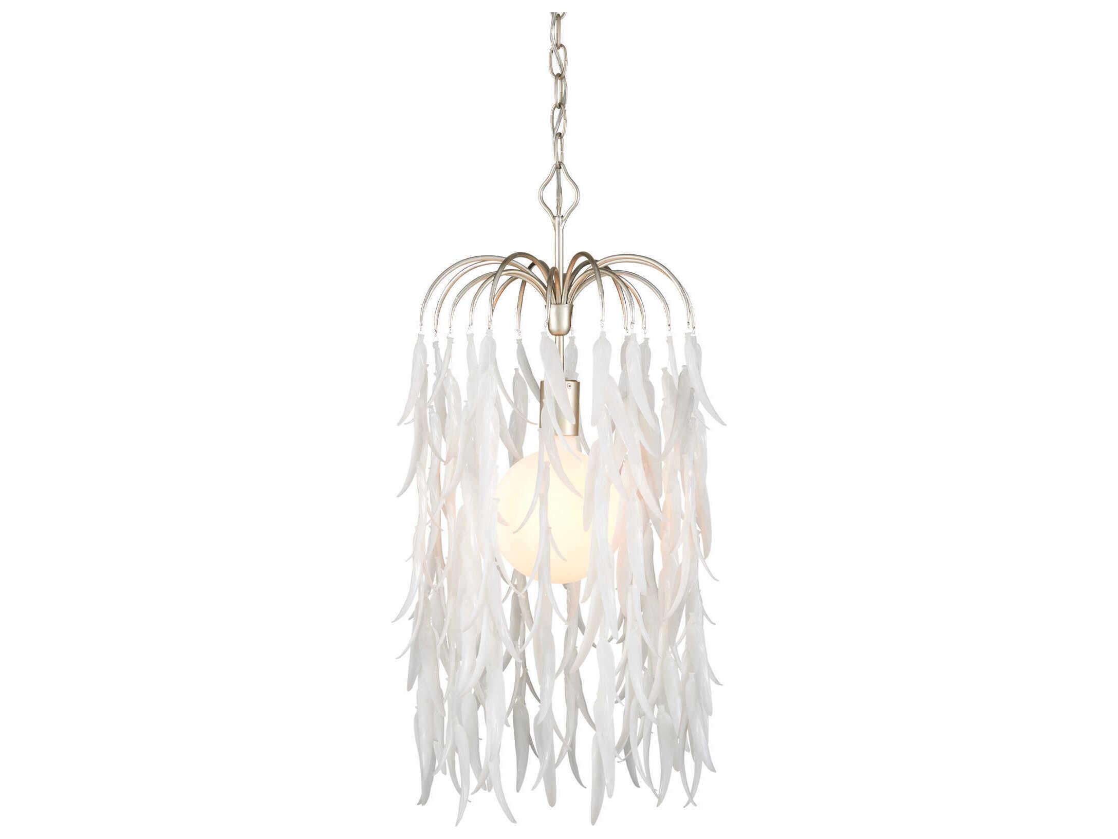 Currey & Company Glen Arbor 1-Light Contemporary Silver Leaf Pendant