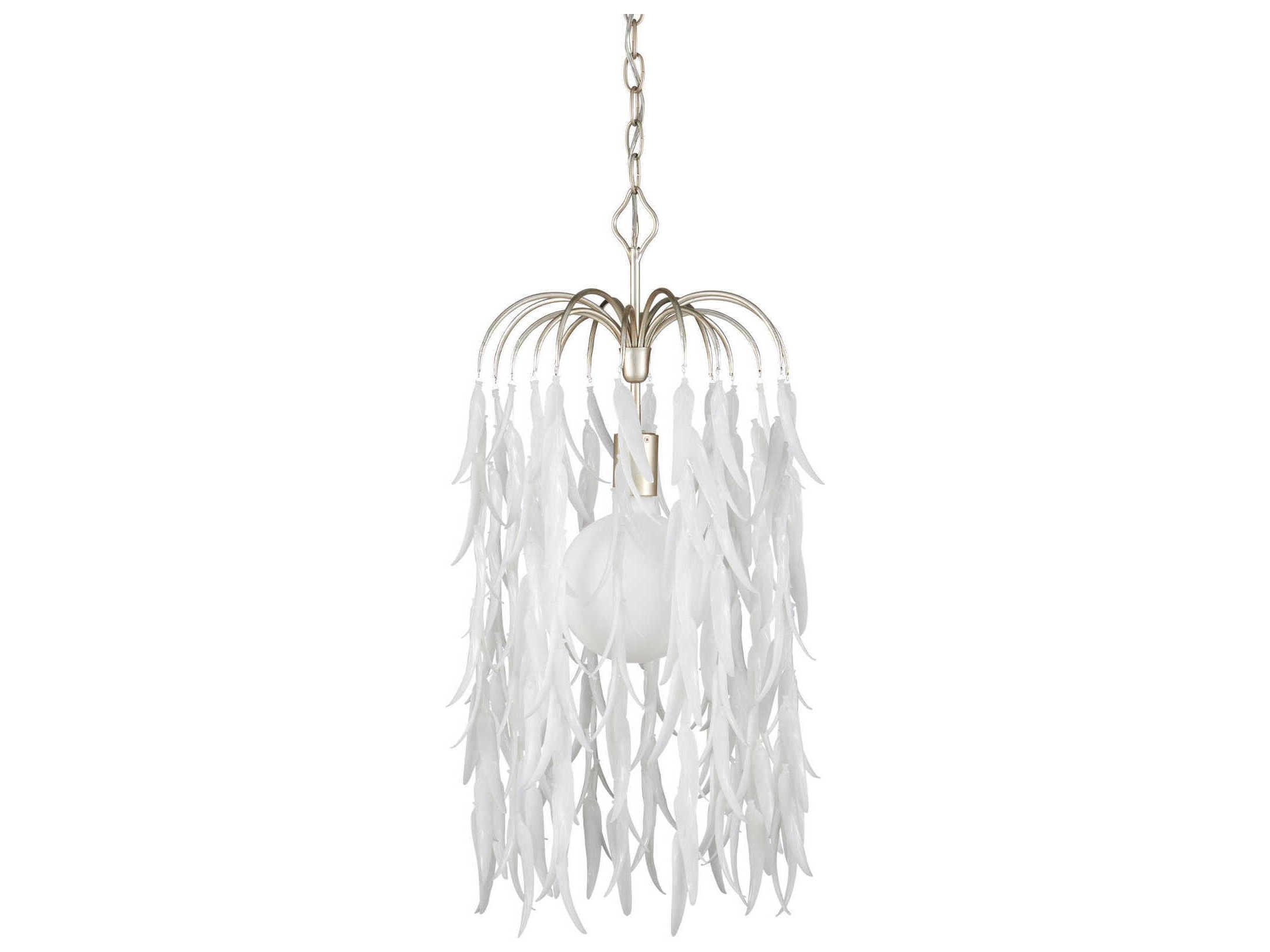 Currey & Company Glen Arbor 1-Light Contemporary Silver Leaf Pendant