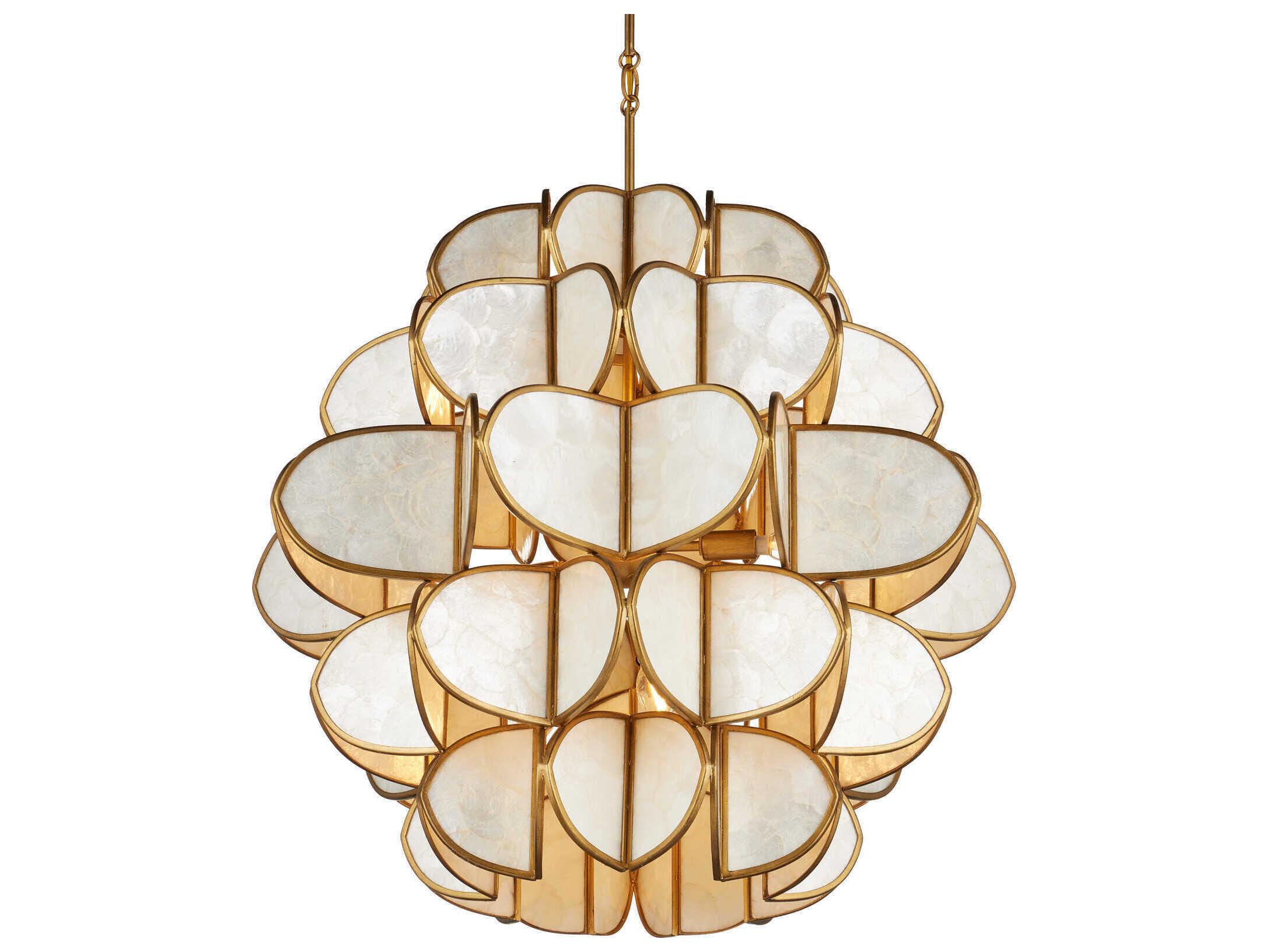 Currey & Company Galatea 9-Light Brass Tiered Chandelier