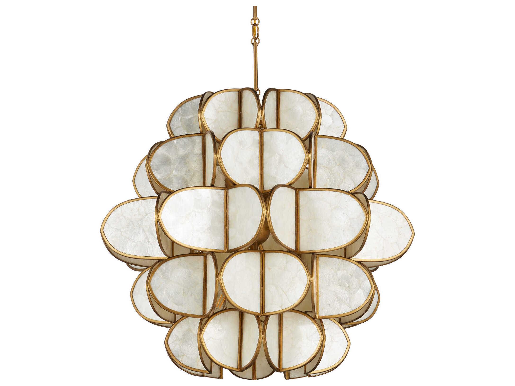 Currey & Company Galatea 9-Light Brass Tiered Chandelier