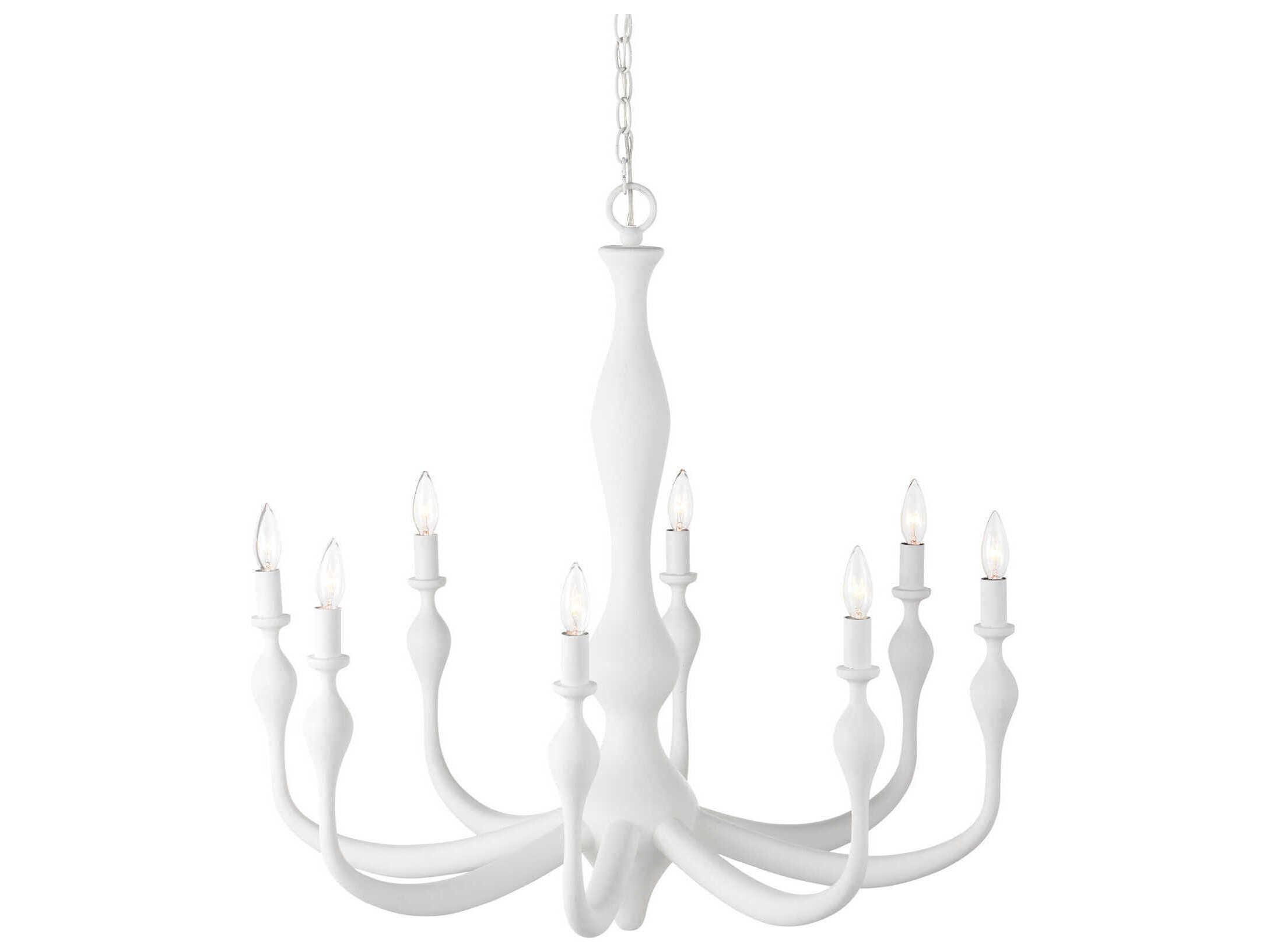 Currey & Company Ludwig 8-Light Gesso White Chandelier