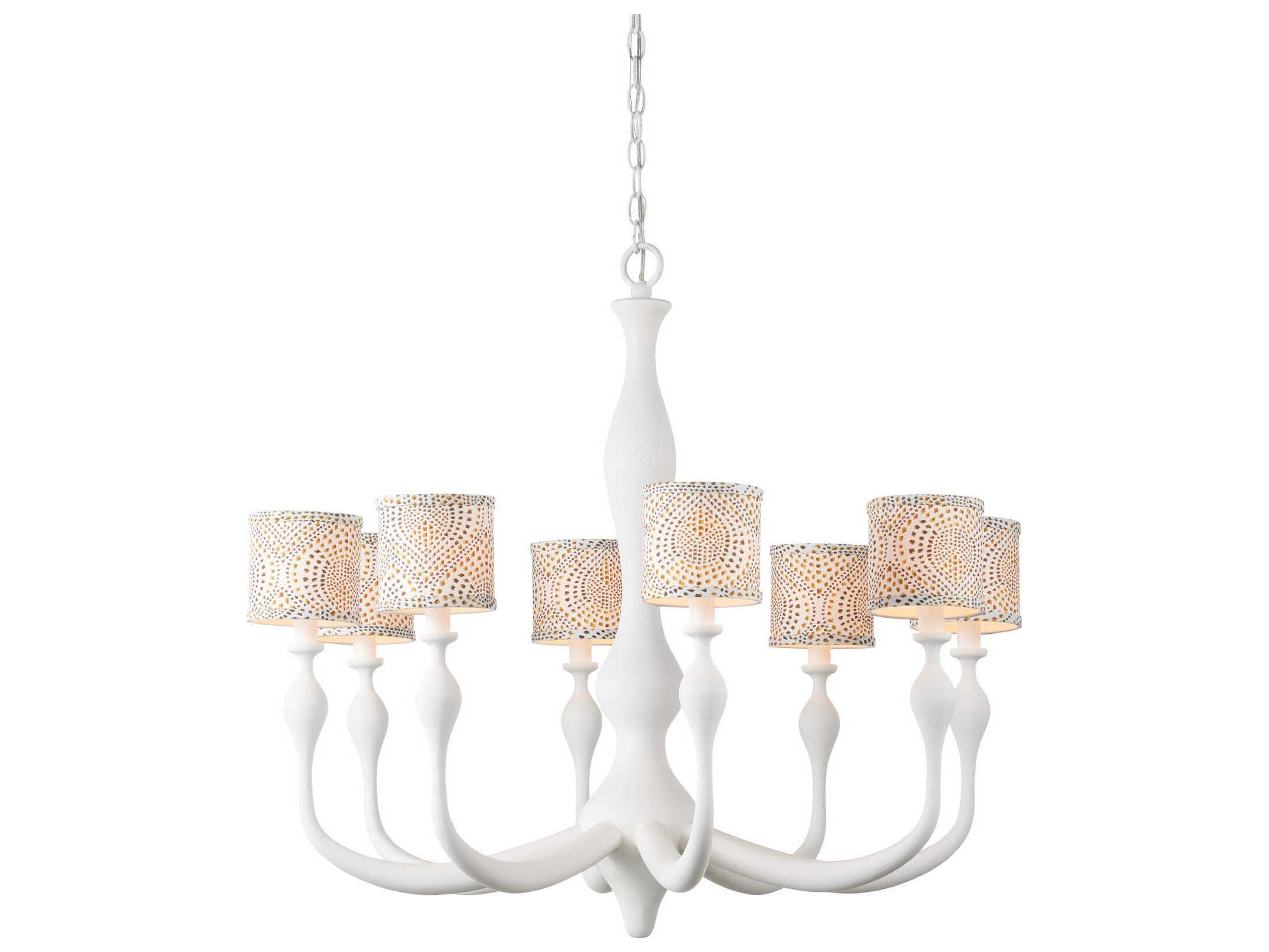 Currey & Company Ludwig 8-Light Gesso White Chandelier