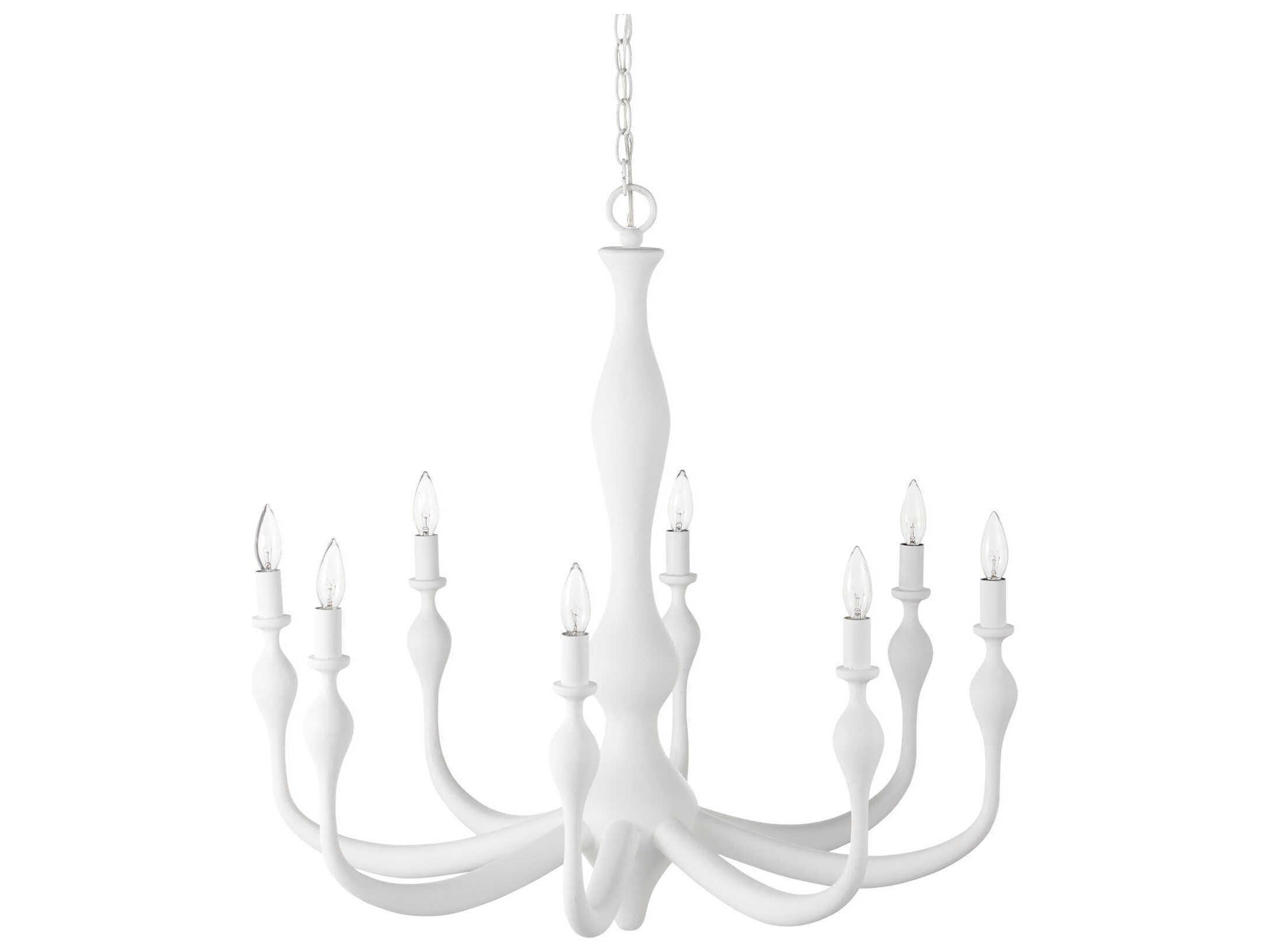 Currey & Company Ludwig 8-Light Gesso White Chandelier