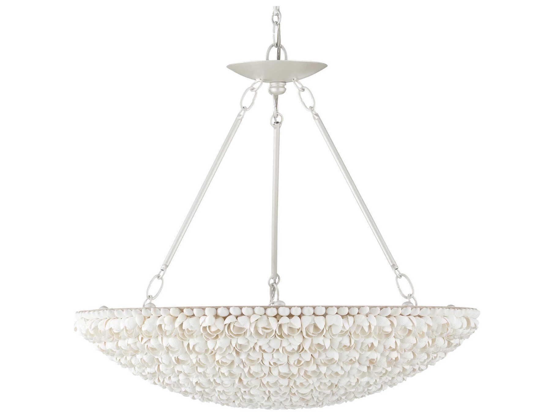 Currey & Company Virtu 1-Light Pearlized White Drum Pendant