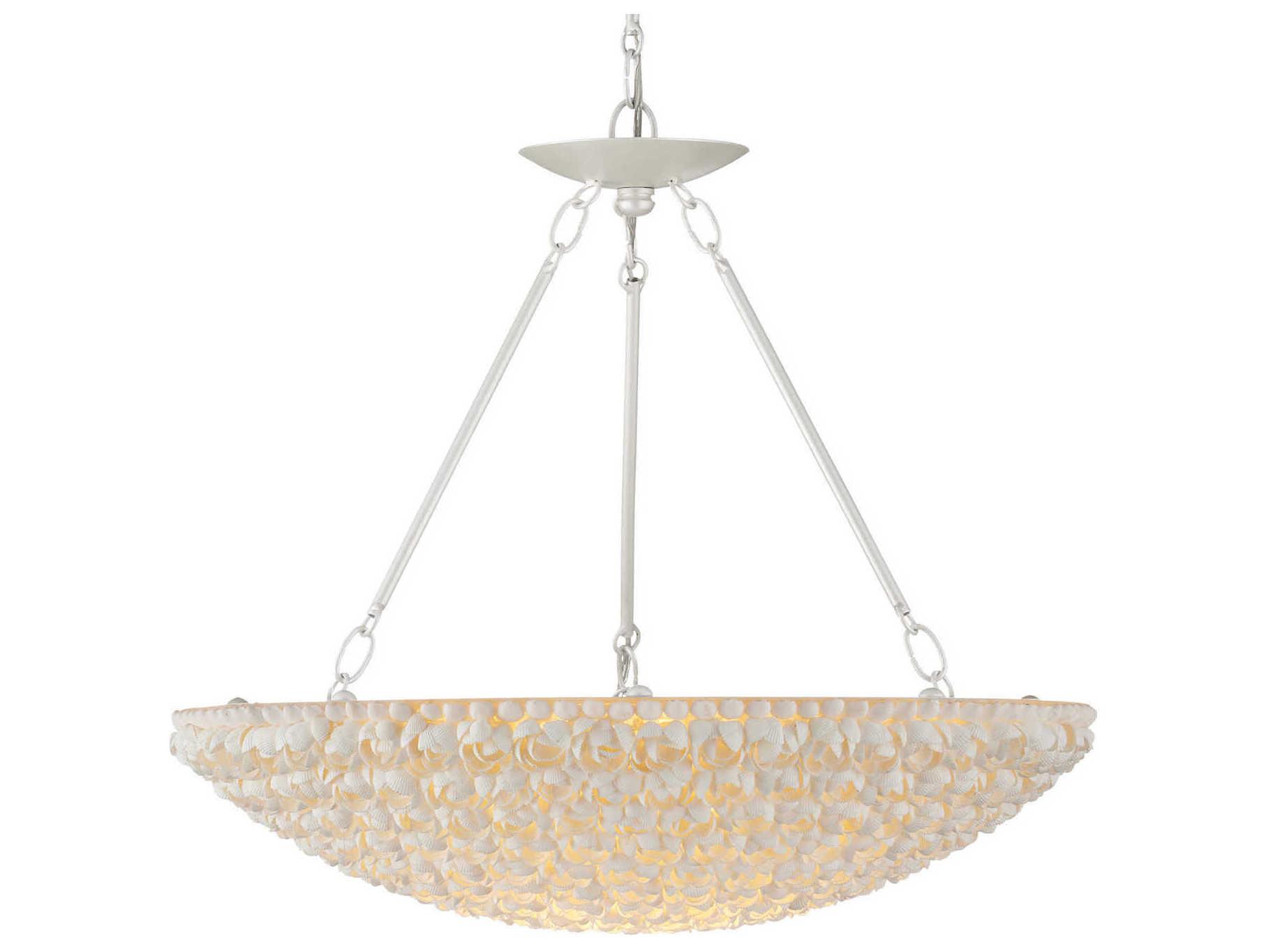 Currey & Company Virtu 1-Light Pearlized White Drum Pendant