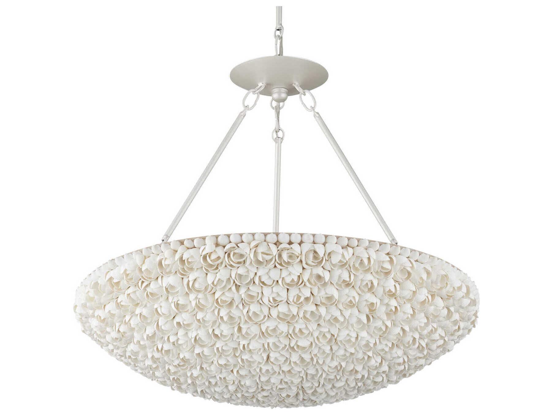 Currey & Company Virtu 1-Light Pearlized White Drum Pendant