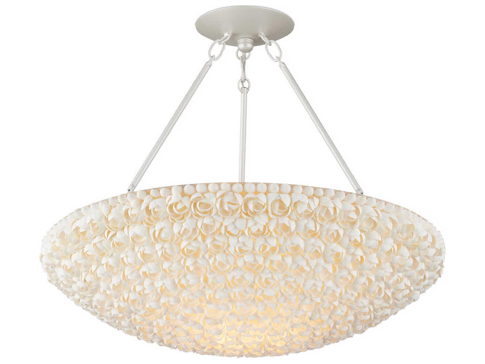 Currey & Company Virtu 1-Light Pearlized White Drum Pendant