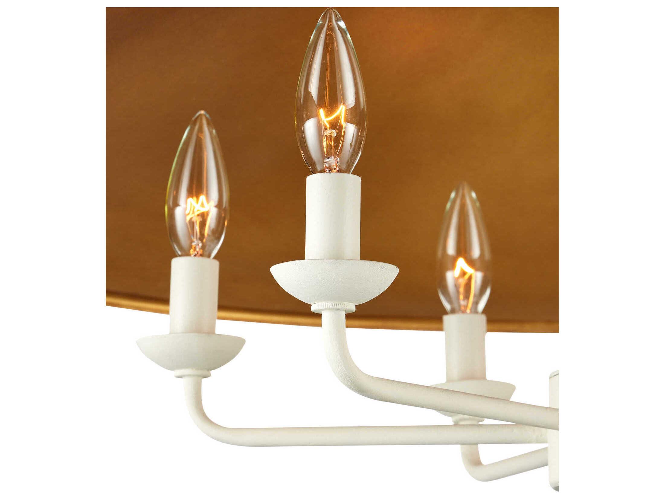 Currey & Company Brussels 6-Light Snow White Contemporary Gold Leaf Chandelier