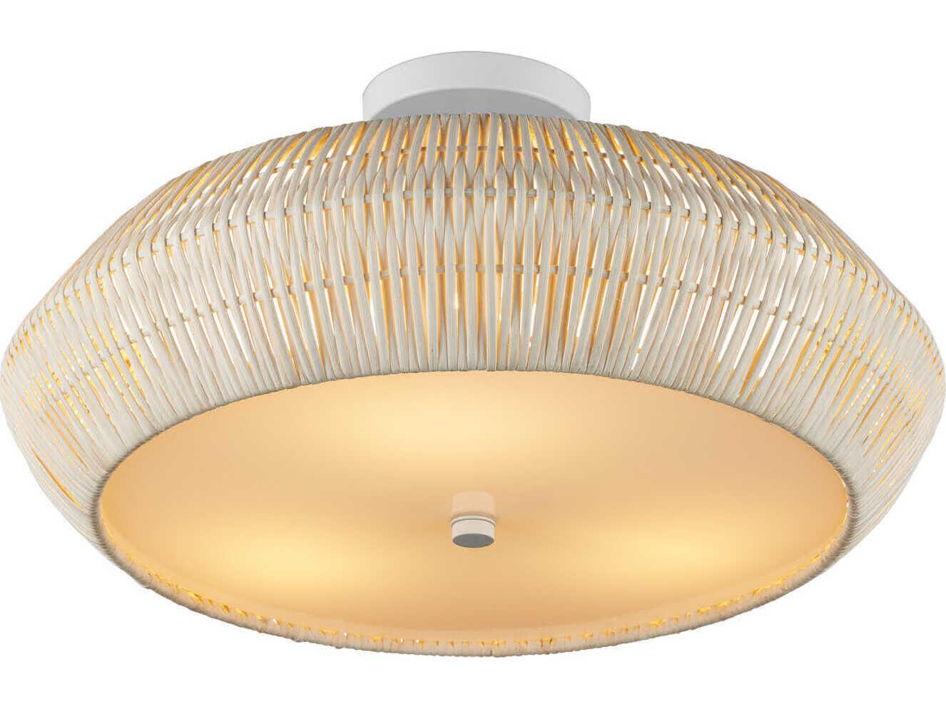 Currey & Company Antibes 3-Light Bleached Natural Snow White Semi Flush Mount