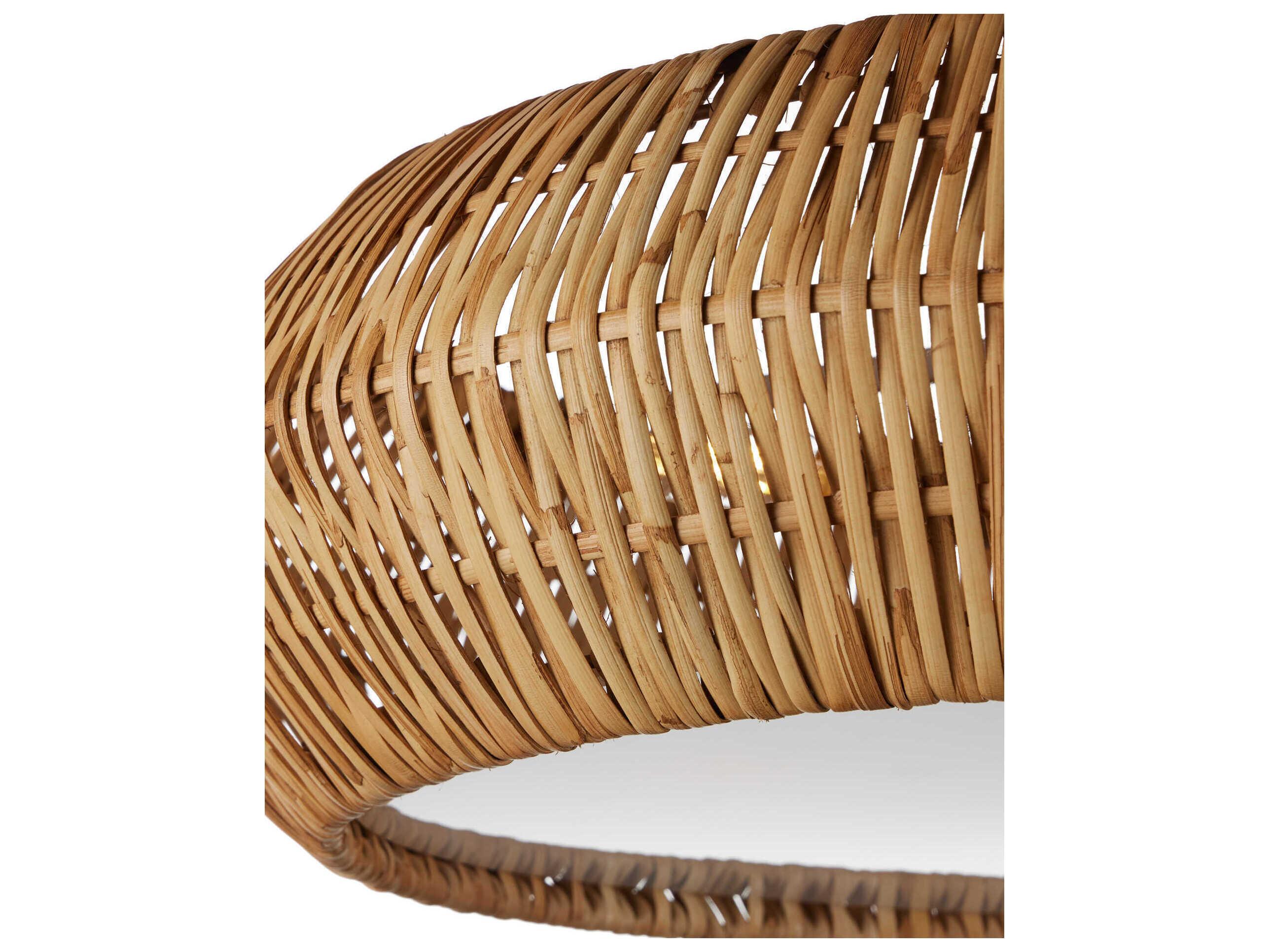 Currey & Company Antibes 3-Light Natural Khaki Brown Semi Flush Mount