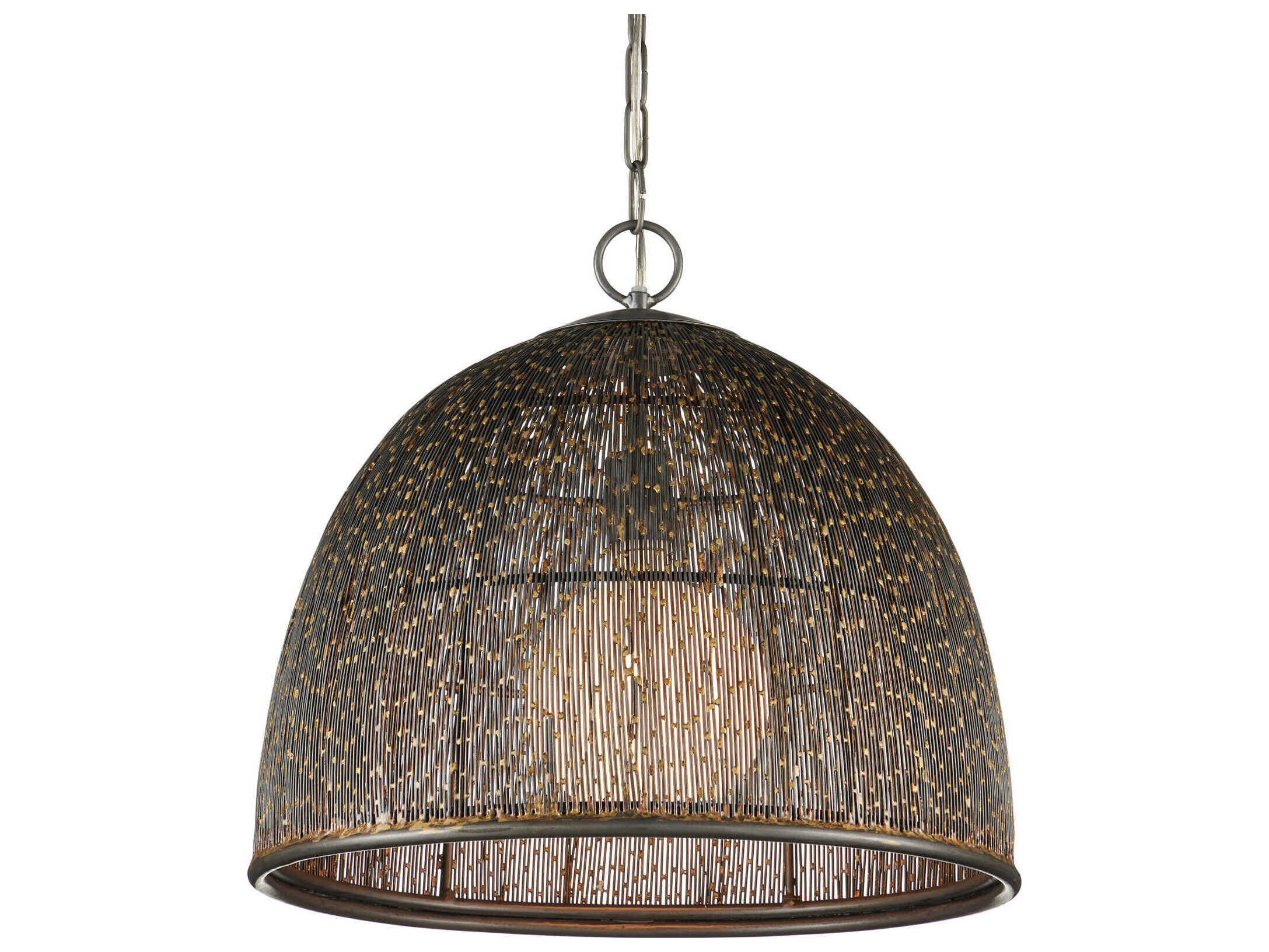 Currey & Company Eduardo 1-Light Natural Iron Brass Dome Pendant