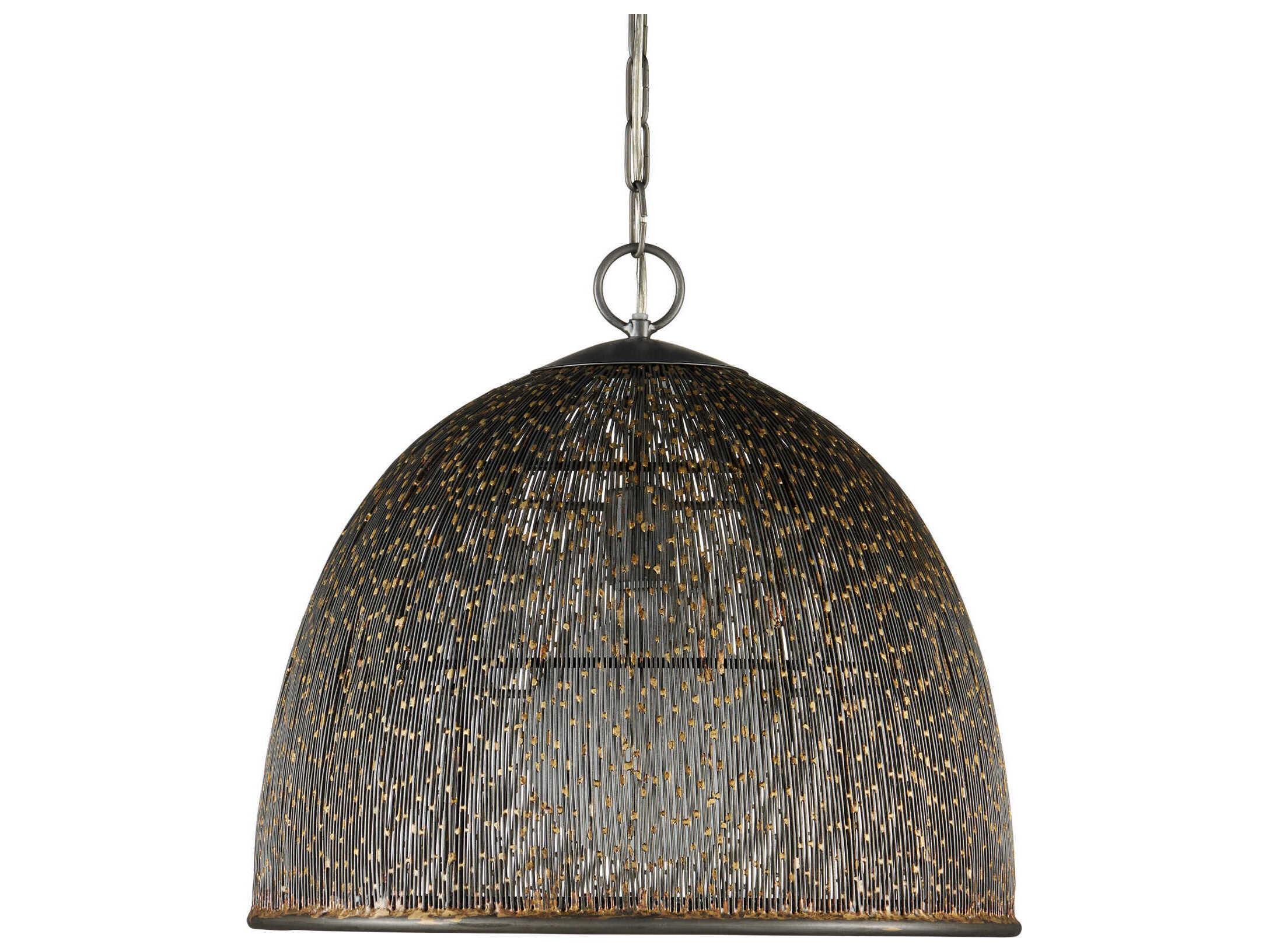 Currey & Company Eduardo 1-Light Natural Iron Brass Dome Pendant