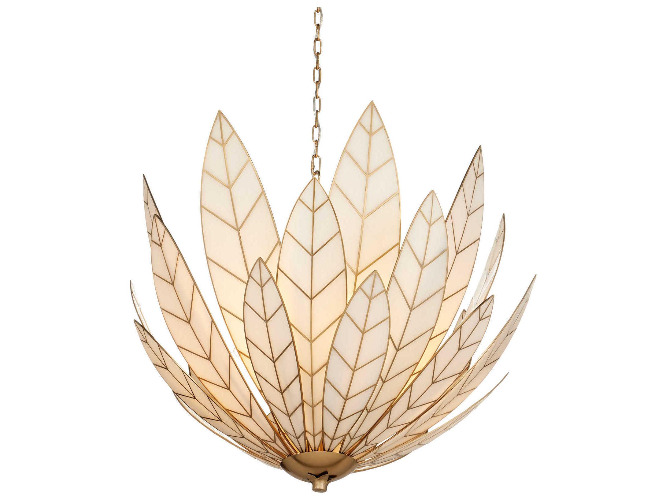 Currey & Company Lamina 3-Light Antique Brass Bowl Chandelier