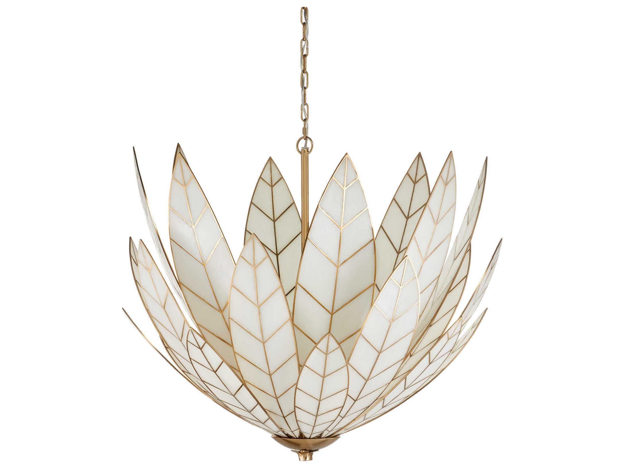 Currey & Company Lamina 3-Light Antique Brass Bowl Chandelier