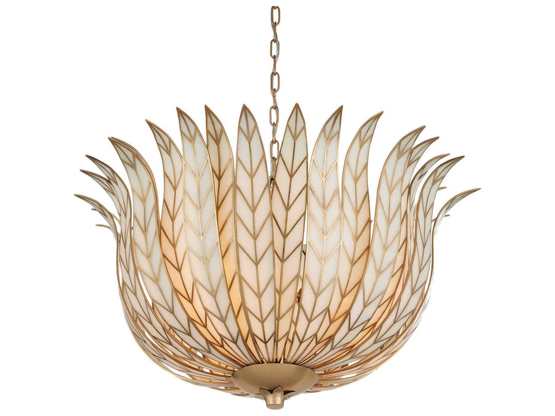 Currey & Company Lamina 3-Light Antique Brass Bowl Chandelier