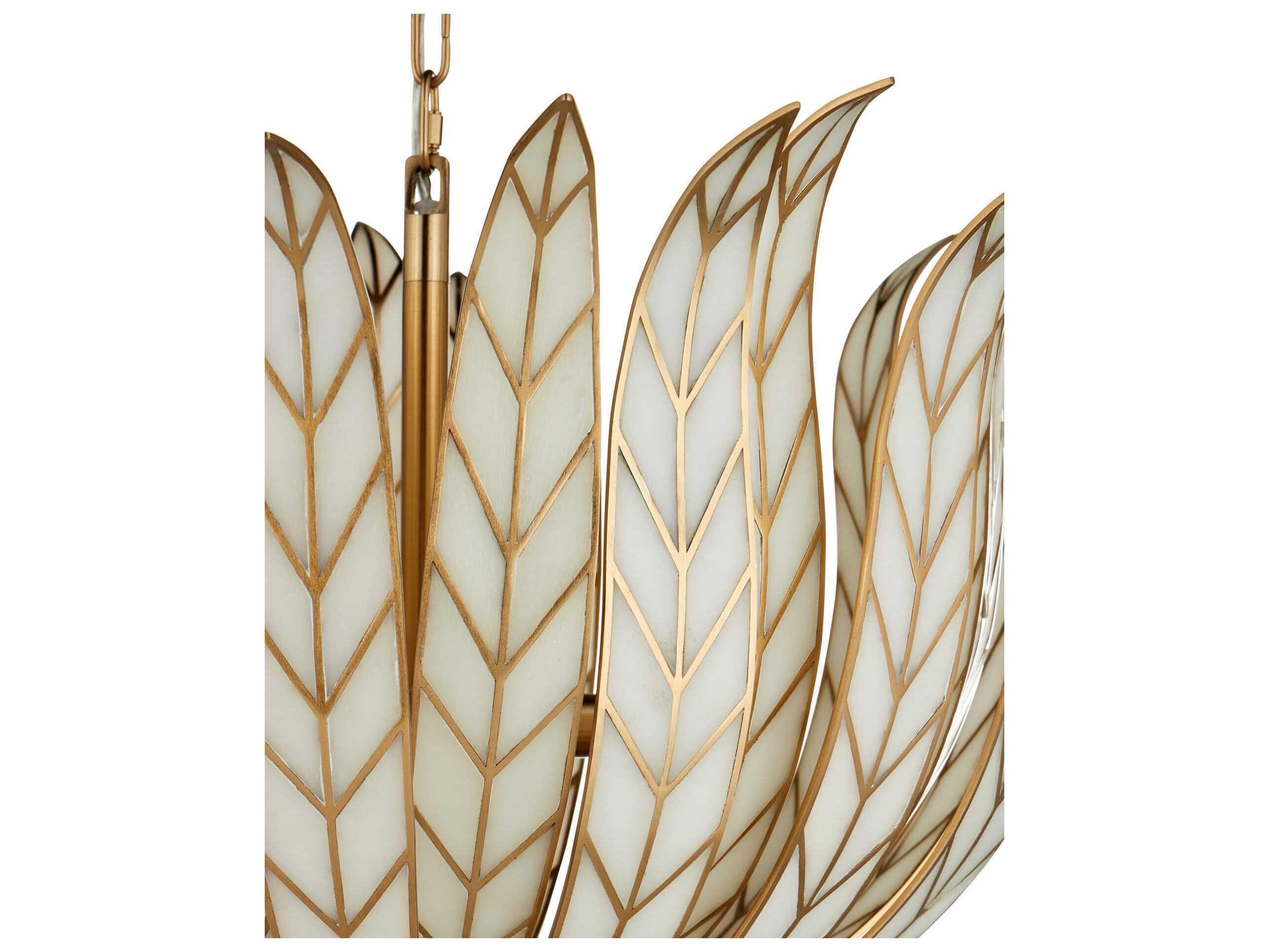 Currey & Company Lamina 3-Light Antique Brass Bowl Chandelier