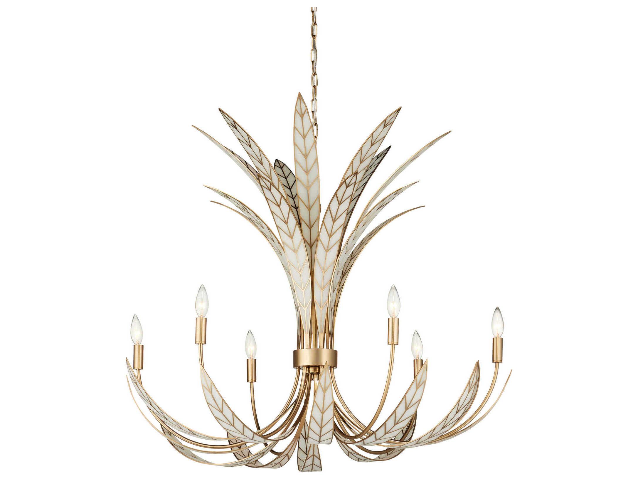 Currey & Company Foliatura 6-Light Antique Brass Chandelier
