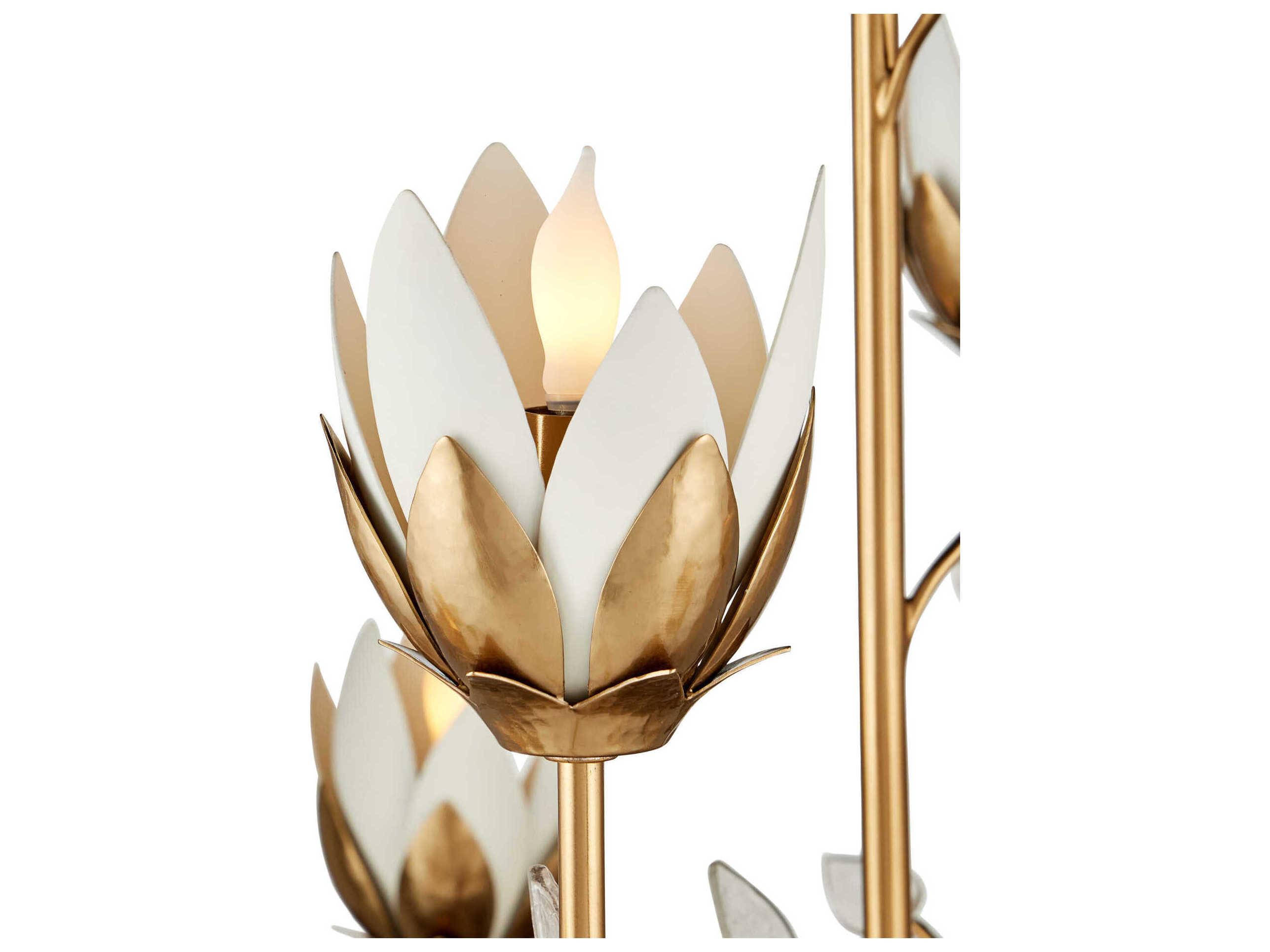 Currey & Company Star Magnolia 15-Light Antique Brass Chandelier