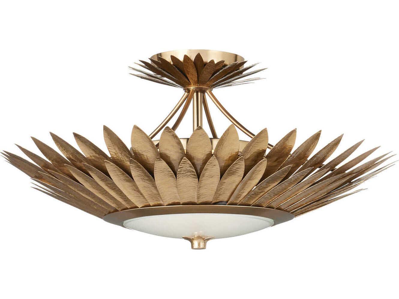 Currey & Company Plumage 1-Light Antique Brass Bowl Pendant