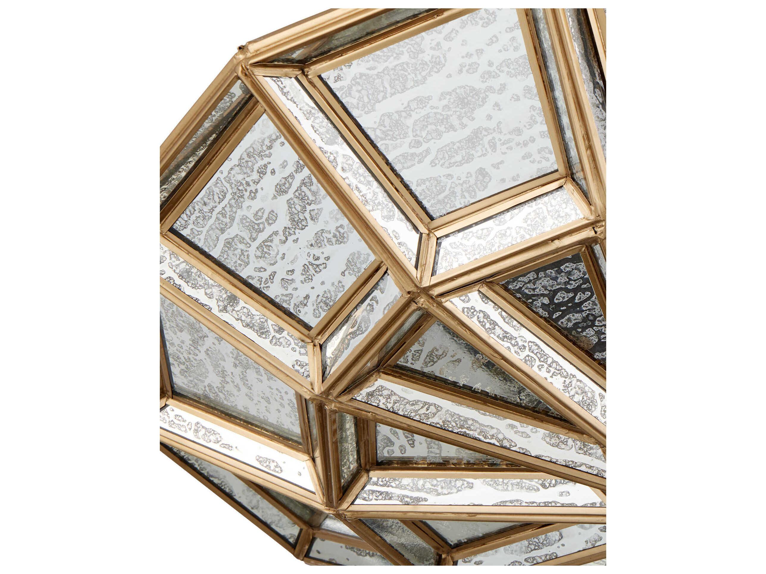 Currey & Company Valentina 3-Light Antique Brass Silver Geometric Semi Flush Mount