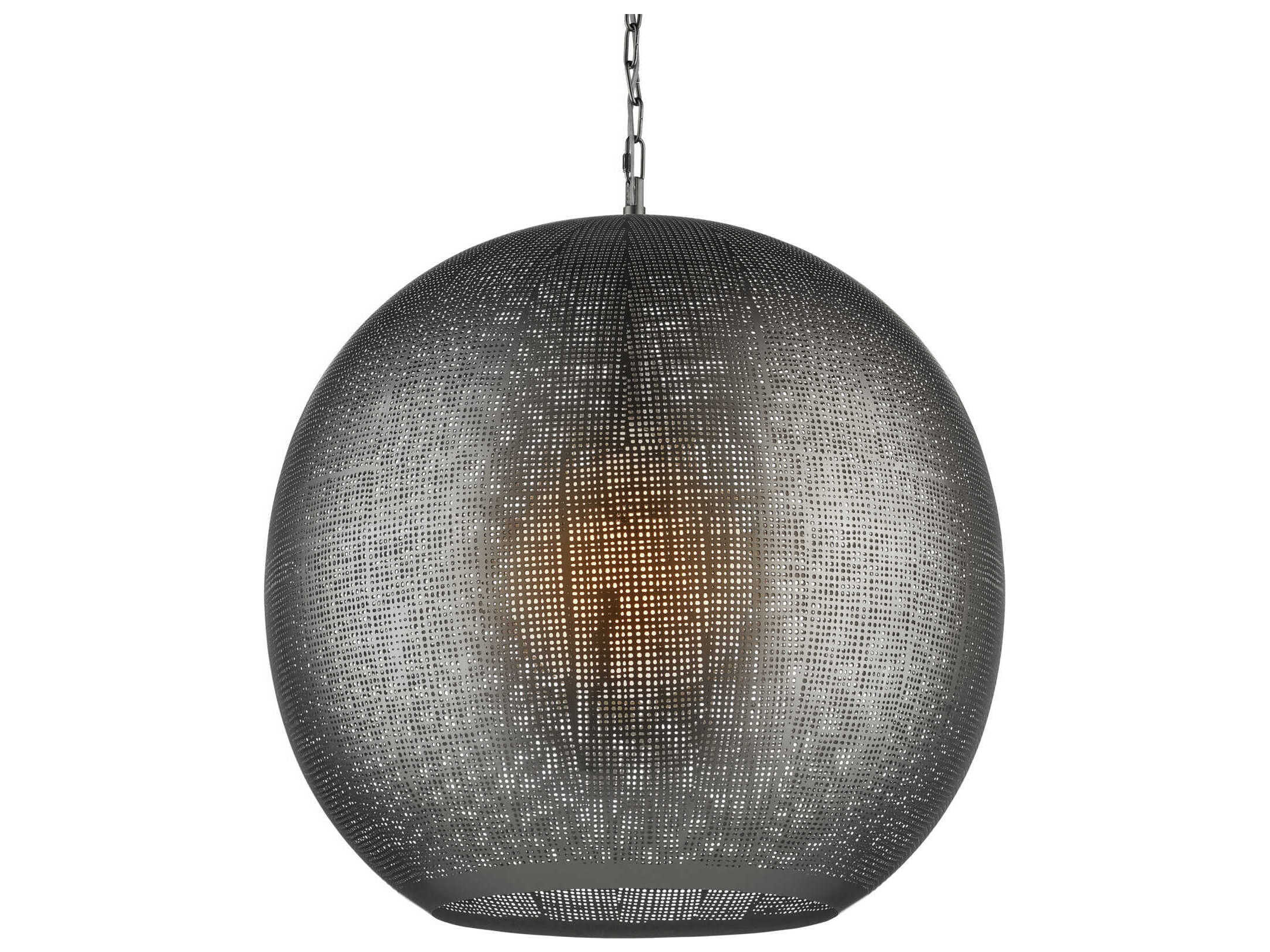 Currey & Company Buckram 1-Light Black Nickel Globe Pendant
