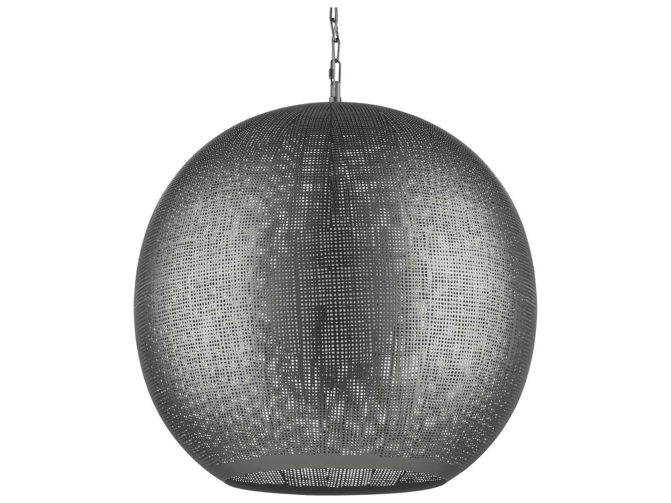 Currey & Company Buckram 1-Light Black Nickel Globe Pendant