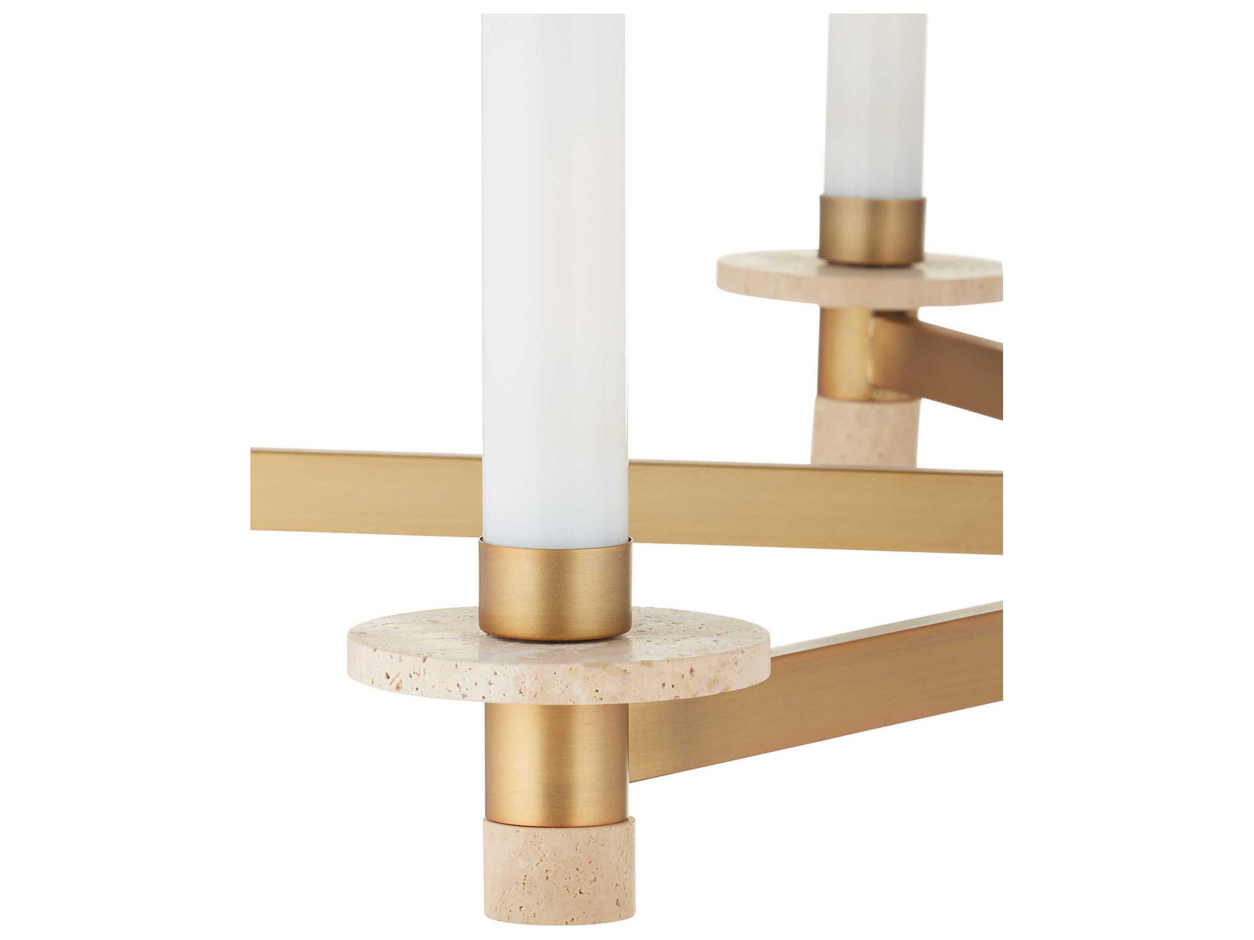 Currey & Company Marcelo 6-Light Natural Antique Brass Off White Chandelier