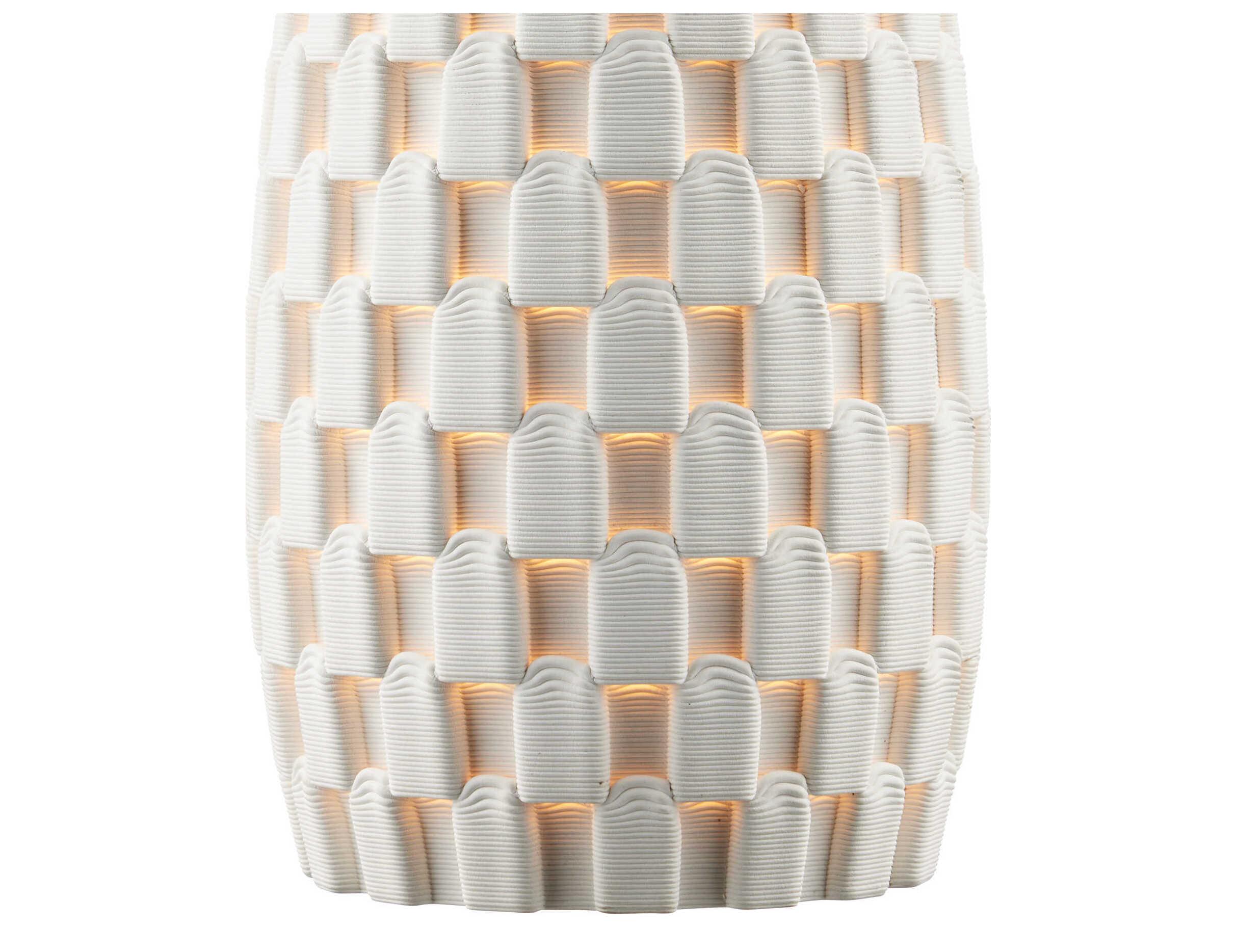 Currey & Company Tessitura 1-Light White Brass Cylinder Mini Pendant