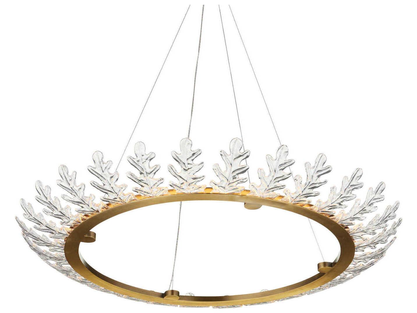Currey & Company Oakwreath 1-Light Polished Antique Brass Round Chandelier
