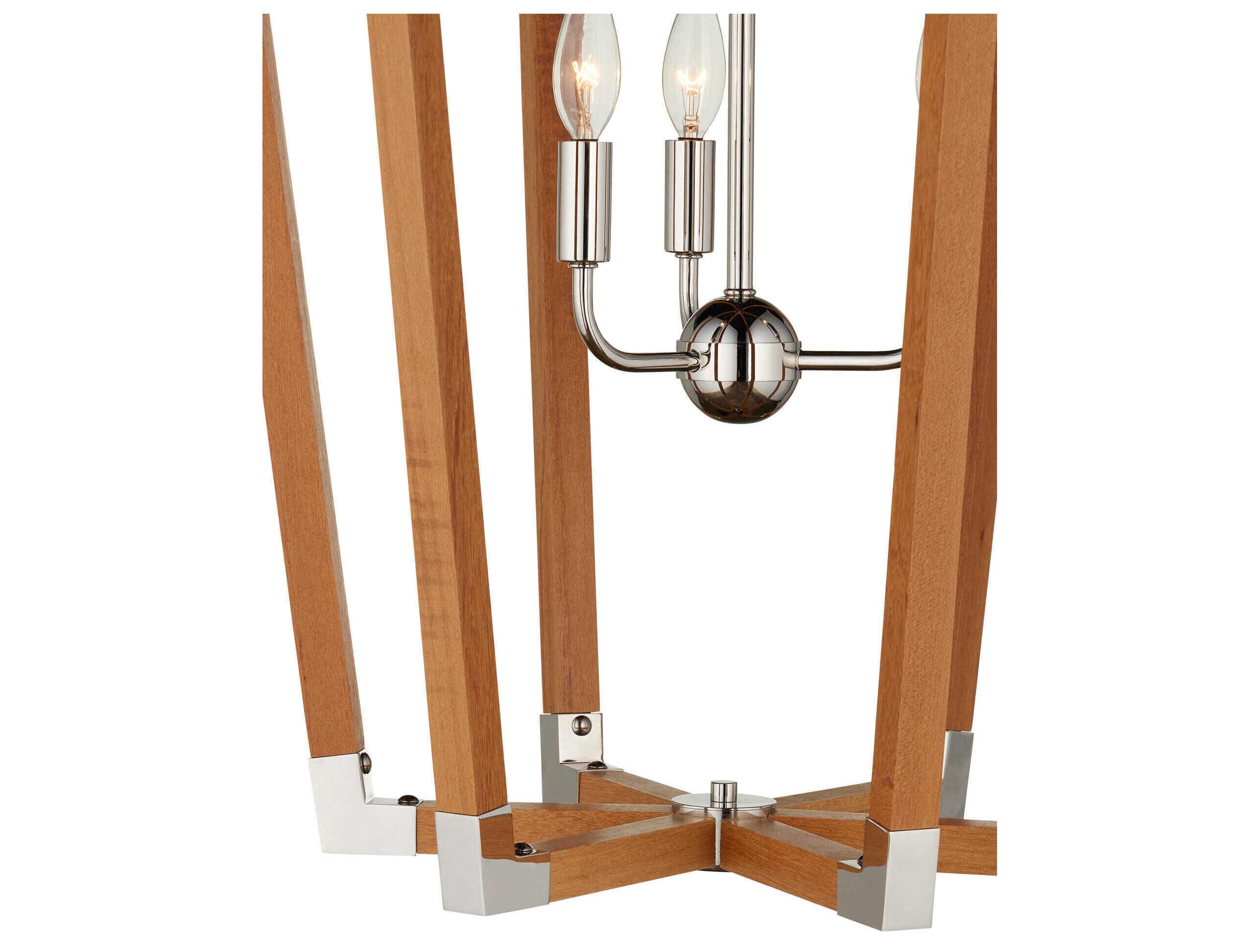 Currey & Company Boyd 3-Light Natural Polished Nickel Brown Lantern Chandelier