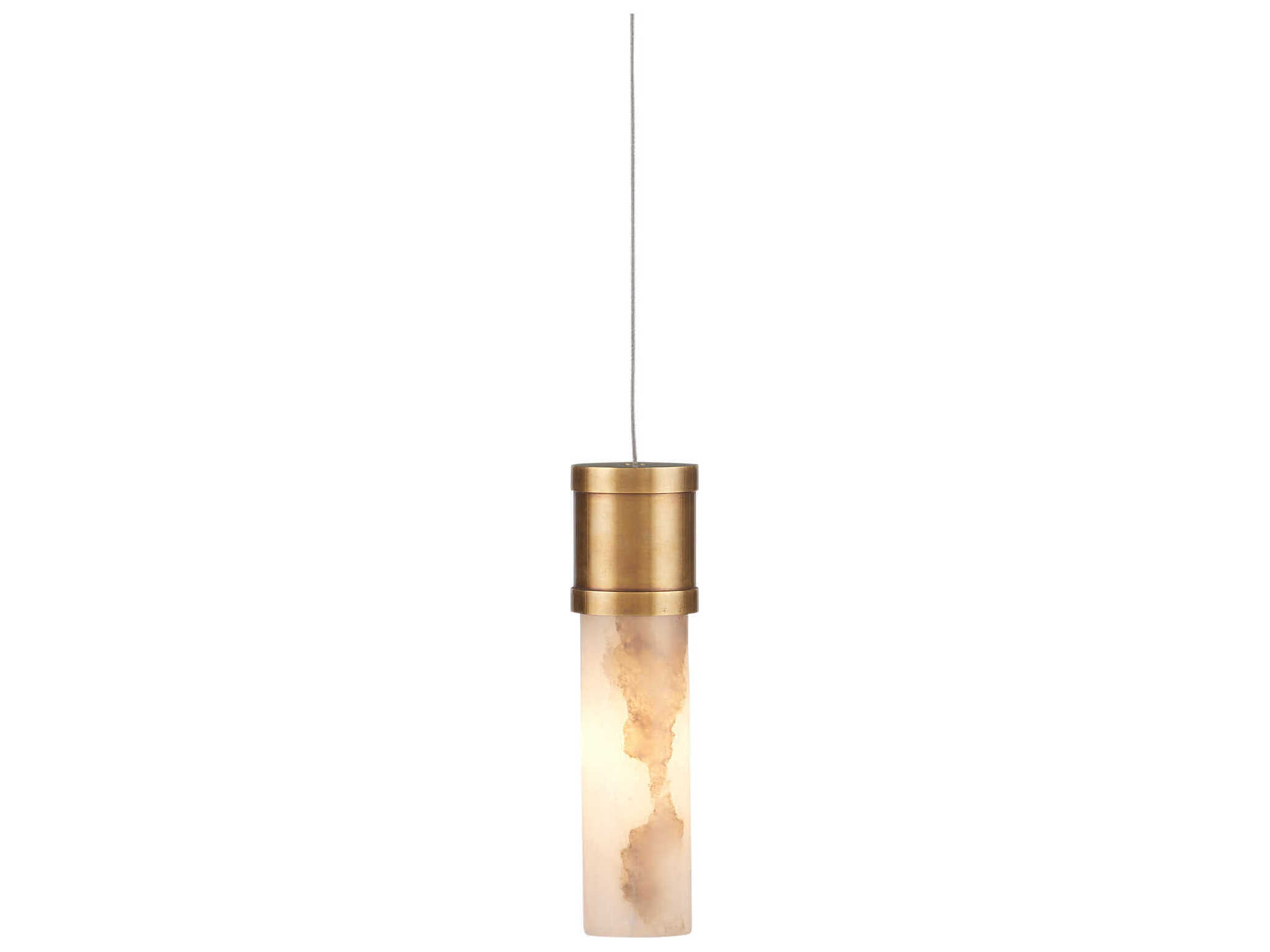 Currey & Company Cannula 1-Light Vintage Brass Cylinder Mini Pendant