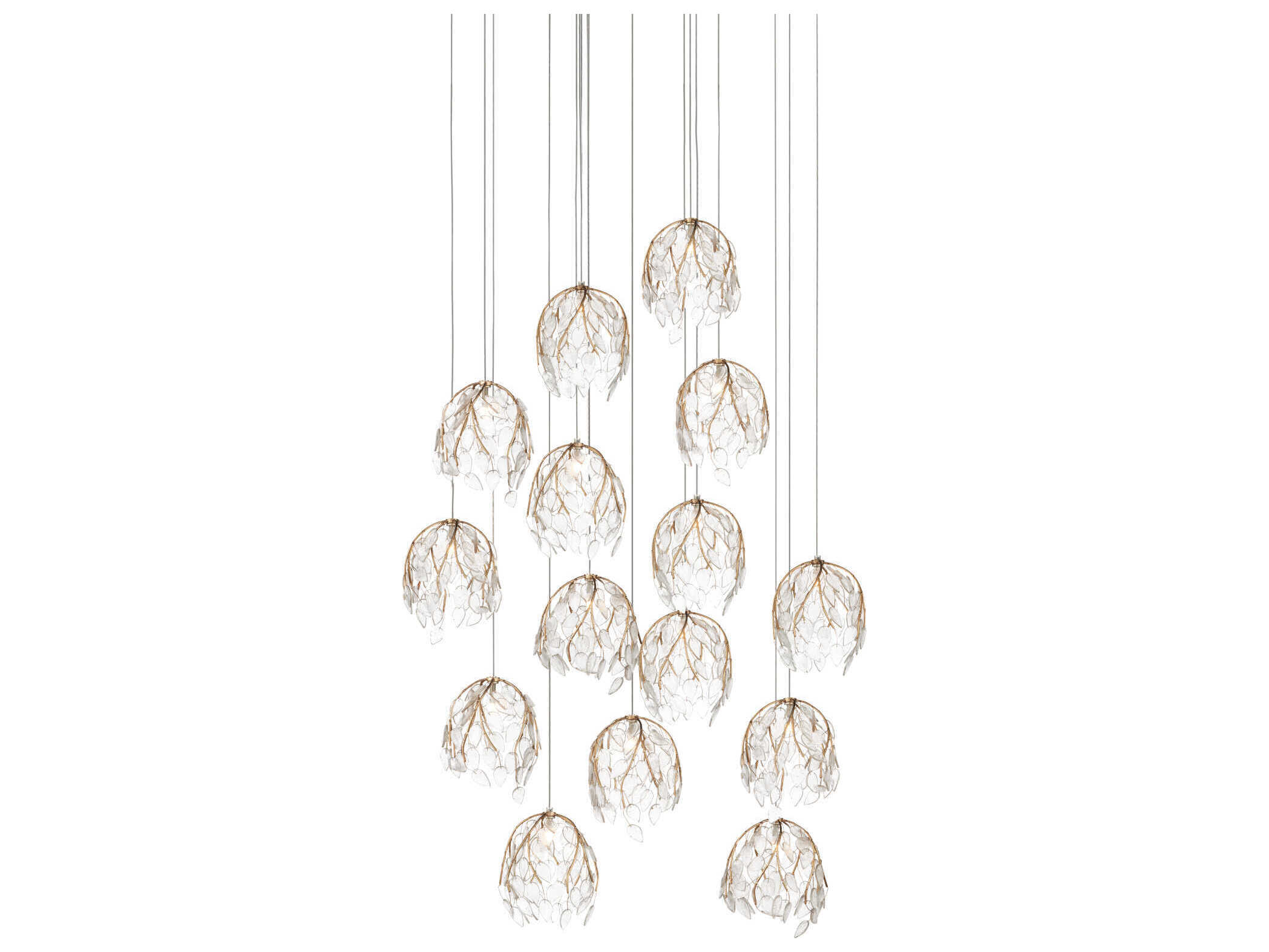 Currey & Company Banyan 15-Light Antique Brass Pendant