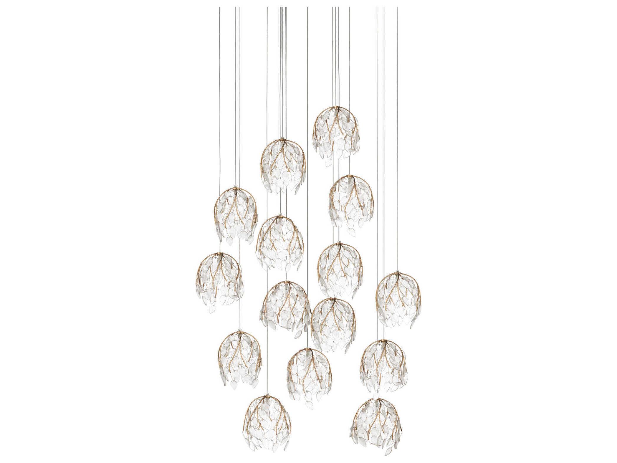 Currey & Company Banyan 15-Light Antique Brass Pendant