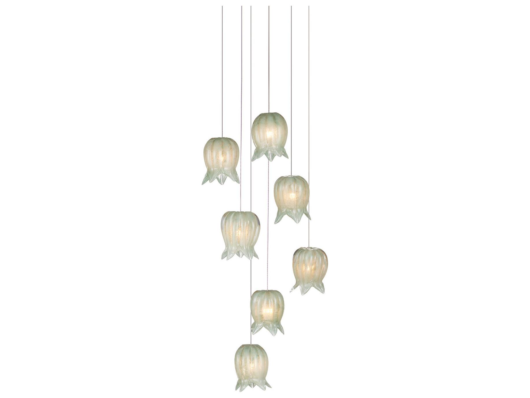 Currey & Company Polpo 7-Light Green Silver Pendant