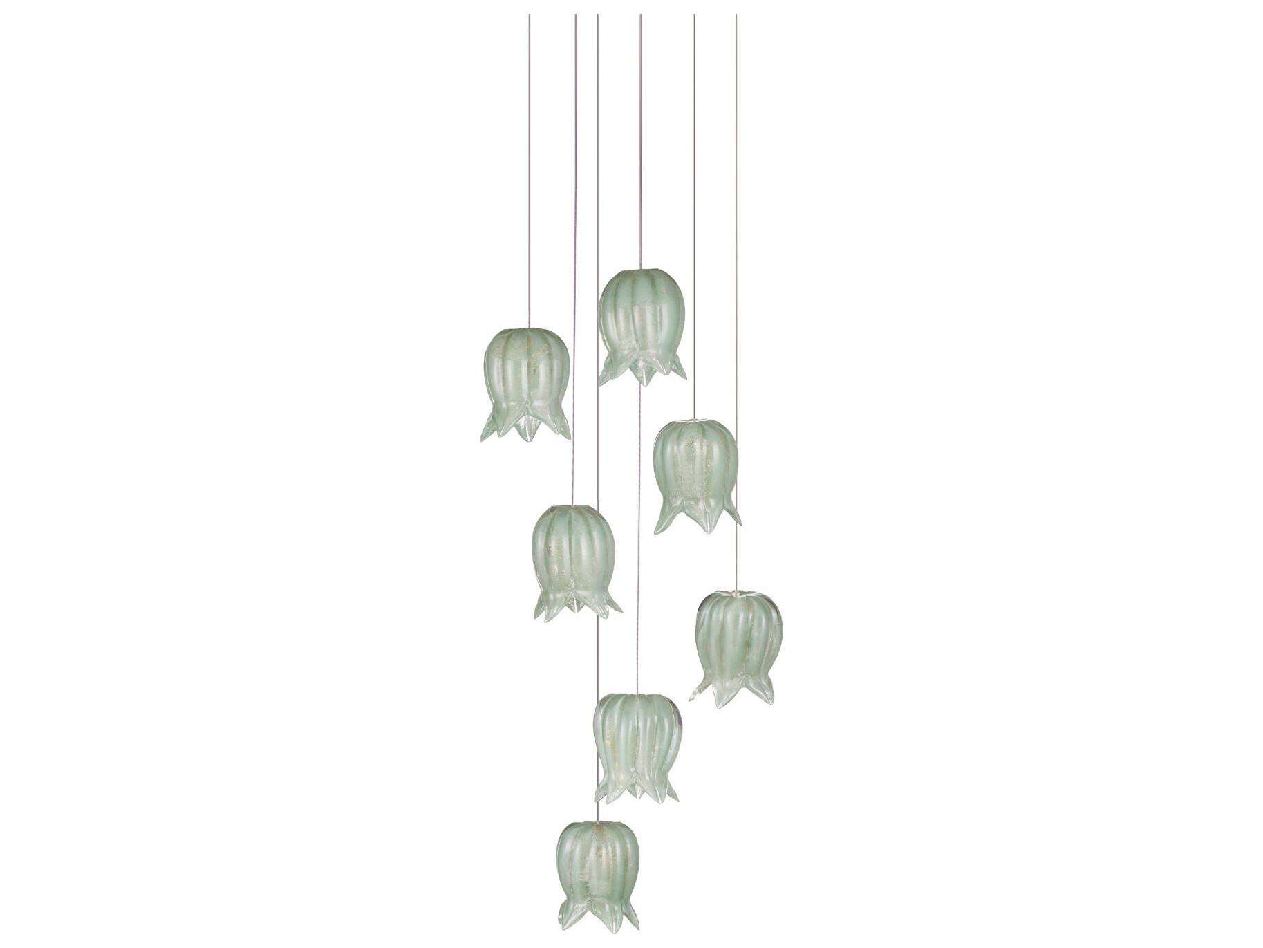 Currey & Company Polpo 7-Light Green Silver Pendant