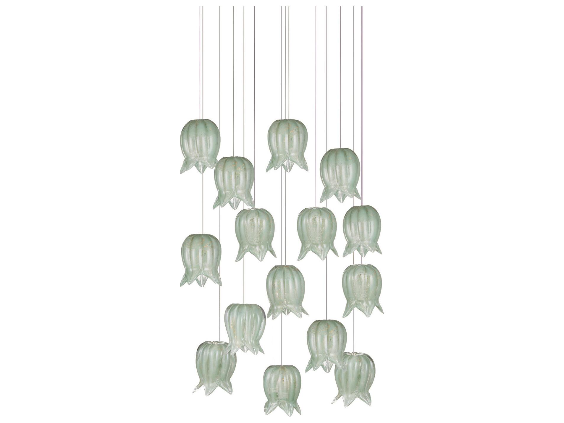 Currey & Company Polpo 15-Light Green Silver Pendant