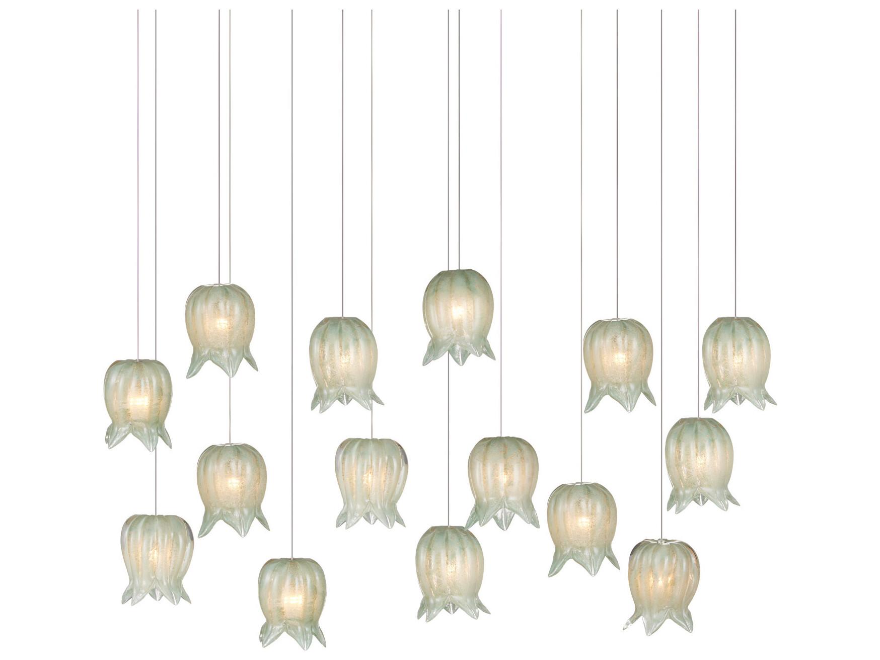 Currey & Company Polpo 15-Light Green Silver Island Pendant