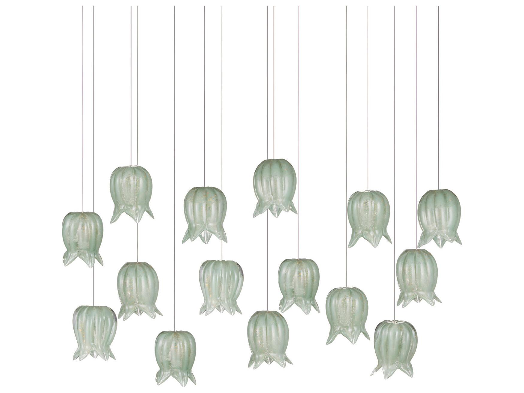 Currey & Company Polpo 15-Light Green Silver Island Pendant