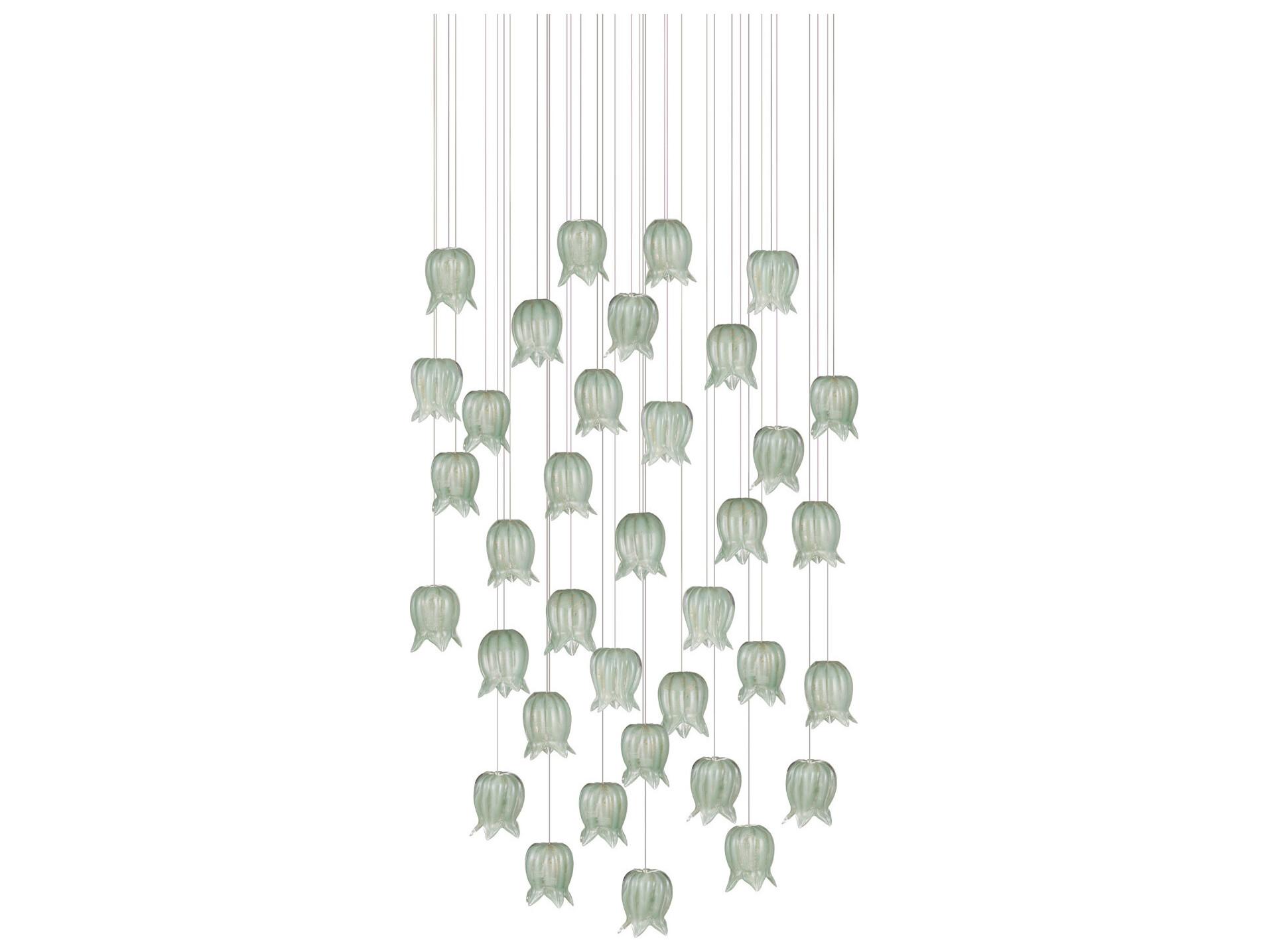 Currey & Company Polpo 36-Light Green Silver Pendant